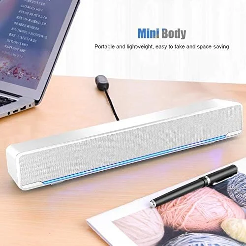 اسپیکر کامپیوتر سیمی USB، اسپیکر ساندبار PC با AUX 3.5 میلی متری، ساب ووفر ساندبار استریو قابل حمل برای تلویزیون، کامپیوتر، لپ تاپ، تلفن های همراه، تبلت ها (سفید) اسپیکر کامپیوتر سیمی USB، اسپیکر ساندبار PC با AUX 3.5 میلی متری، ساب ووفر ساندبار استریو قابل حمل برای تلویزیون، کامپیوتر، لپ تاپ، تلفن های همراه، تبلت ها (سفید)