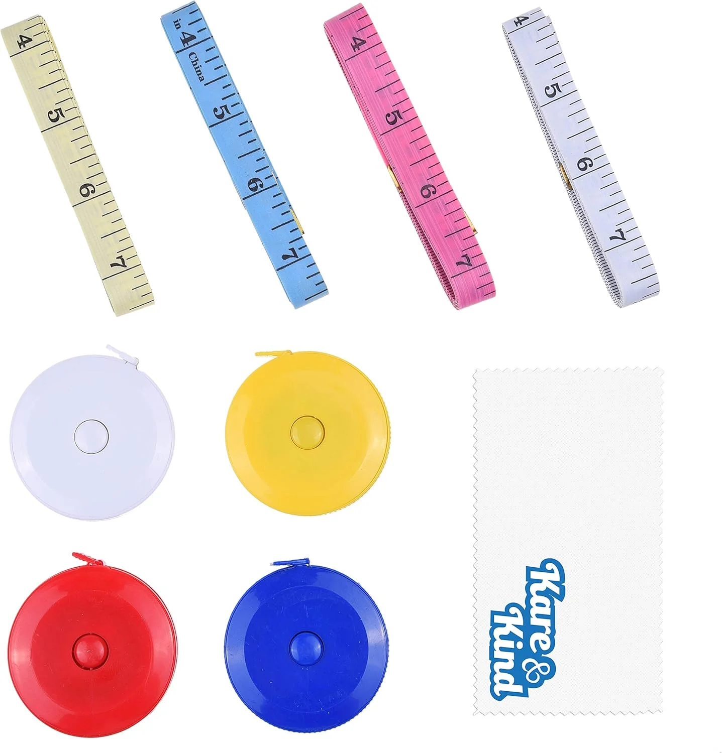 مجموعه متر خیاطی Kare Kind - 4 عدد متر نواری جمع شونده (دکمه فشاری) مینی (آبی/قرمز/زرد/سفید) - 4 عدد متر نواری نرم وینیل - خیاطی، صنایع دستی، پارچه، دور کمر، اندازه گیری بدن مجموعه متر خیاطی Kare Kind - 4 عدد متر نواری جمع شونده (دکمه فشاری) مینی (آبی/قرمز/زرد/سفید) - 4 عدد متر نواری نرم وینیل - خیاطی، صنایع دستی، پارچه، دور کمر، اندازه گیری بدن