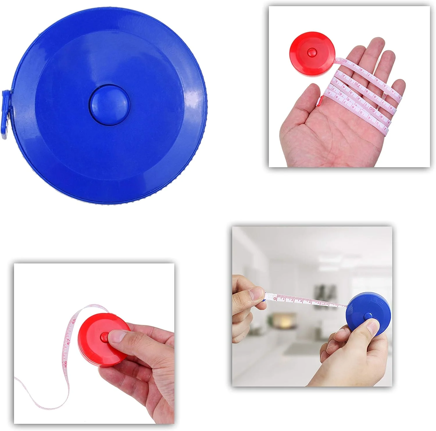 مجموعه متر خیاطی Kare Kind - 4 عدد متر نواری جمع شونده (دکمه فشاری) مینی (آبی/قرمز/زرد/سفید) - 4 عدد متر نواری نرم وینیل - خیاطی، صنایع دستی، پارچه، دور کمر، اندازه گیری بدن مجموعه متر خیاطی Kare Kind - 4 عدد متر نواری جمع شونده (دکمه فشاری) مینی (آبی/قرمز/زرد/سفید) - 4 عدد متر نواری نرم وینیل - خیاطی، صنایع دستی، پارچه، دور کمر، اندازه گیری بدن