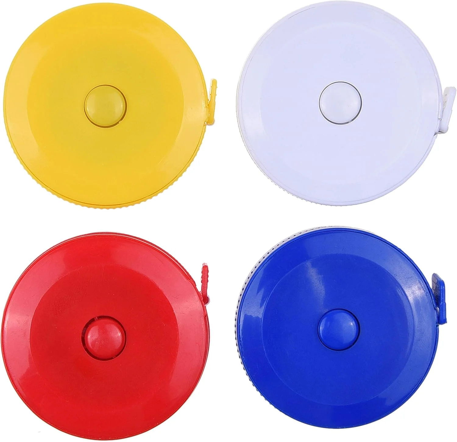 مجموعه متر خیاطی Kare Kind - 4 عدد متر نواری جمع شونده (دکمه فشاری) مینی (آبی/قرمز/زرد/سفید) - 4 عدد متر نواری نرم وینیل - خیاطی، صنایع دستی، پارچه، دور کمر، اندازه گیری بدن مجموعه متر خیاطی Kare Kind - 4 عدد متر نواری جمع شونده (دکمه فشاری) مینی (آبی/قرمز/زرد/سفید) - 4 عدد متر نواری نرم وینیل - خیاطی، صنایع دستی، پارچه، دور کمر، اندازه گیری بدن