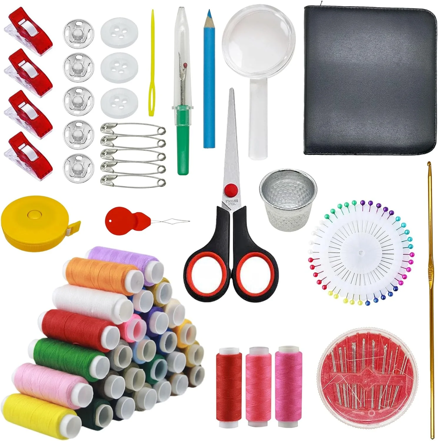 جعبه خیاطی مسافرتی JMZLLRX با 126 لوازم خیاطی، جعبه خیاطی تجهیزات اولیه با ماسوره نخ سوزن خیاطی قیچی انگشتانه متر نواری برای مسافران، بزرگسالان، کودکان، مبتدیان، DIY و جعبه خیاطی مسافرتی JMZLLRX با 126 لوازم خیاطی، جعبه خیاطی تجهیزات اولیه با ماسوره نخ سوزن خیاطی قیچی انگشتانه متر نواری برای مسافران، بزرگسالان، کودکان، مبتدیان، DIY و