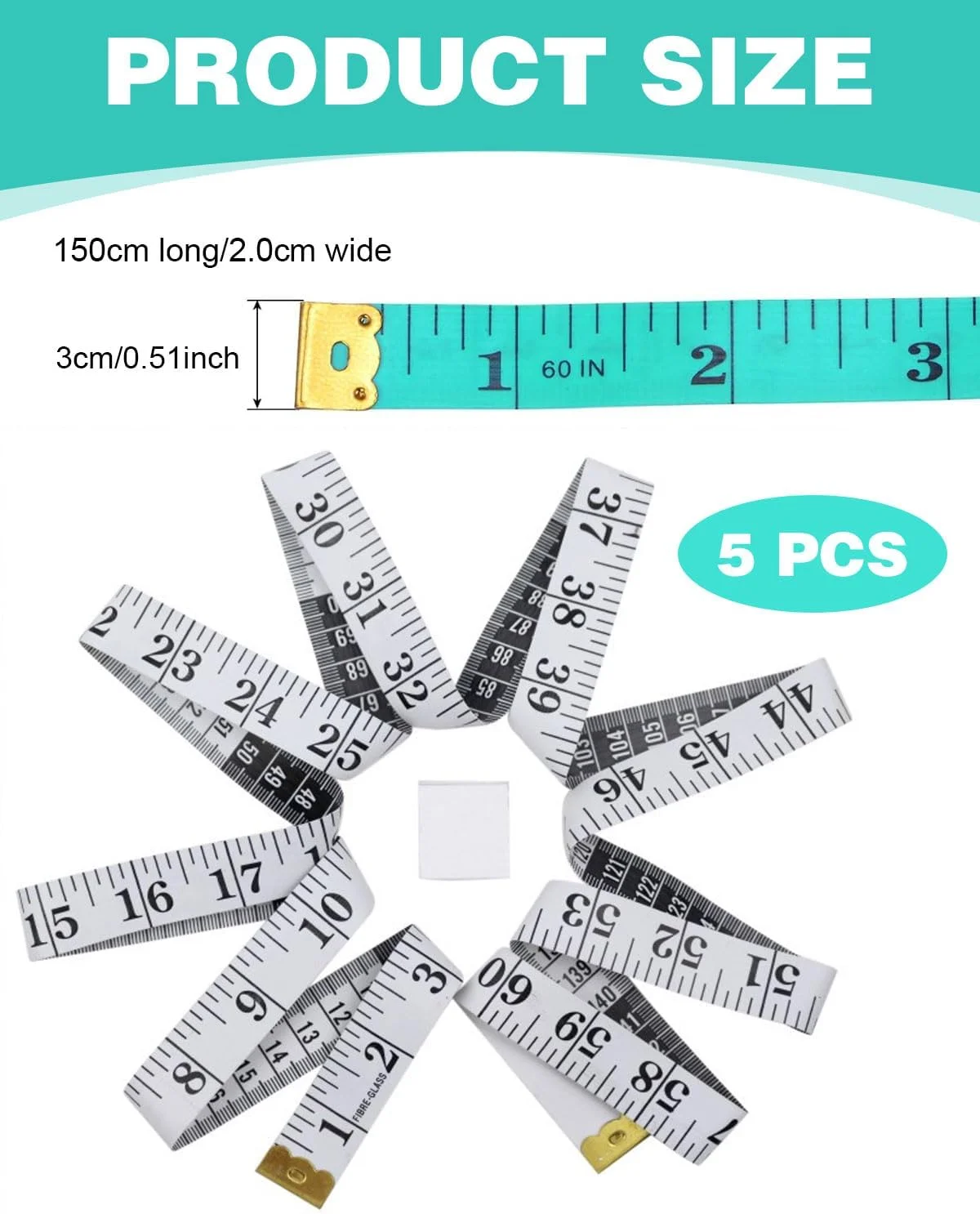 بسته 5 عددی متر خیاطی KEMUZ، متر خیاطی دو طرفه رنگی، متر نواری نرم خیاطی، برای خیاطان، صنعتگران و مصارف خانگی (150 سانتی متر / 60 اینچ) بسته 5 عددی متر خیاطی KEMUZ، متر خیاطی دو طرفه رنگی، متر نواری نرم خیاطی، برای خیاطان، صنعتگران و مصارف خانگی (150 سانتی متر / 60 اینچ)