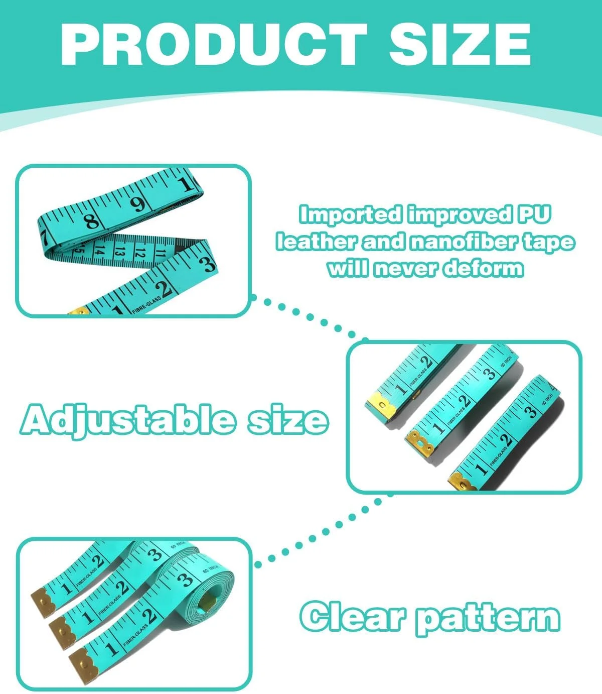 بسته 5 عددی متر خیاطی KEMUZ، متر خیاطی دو طرفه رنگی، متر نواری نرم خیاطی، برای خیاطان، صنعتگران و مصارف خانگی (150 سانتی متر / 60 اینچ) بسته 5 عددی متر خیاطی KEMUZ، متر خیاطی دو طرفه رنگی، متر نواری نرم خیاطی، برای خیاطان، صنعتگران و مصارف خانگی (150 سانتی متر / 60 اینچ)