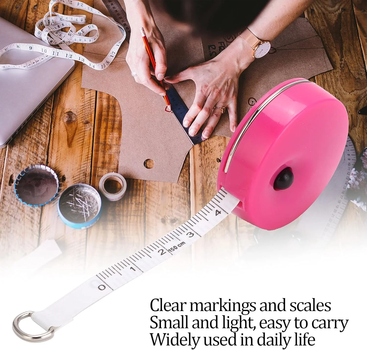 متر نواری بدن Juicemoo، متر نواری نرم جمع شونده، متر خیاطی به شکل جاکلیدی برای خیاطی، پارچه بافی (قرمز گل رز) متر نواری بدن Juicemoo، متر نواری نرم جمع شونده، متر خیاطی به شکل جاکلیدی برای خیاطی، پارچه بافی (قرمز گل رز)