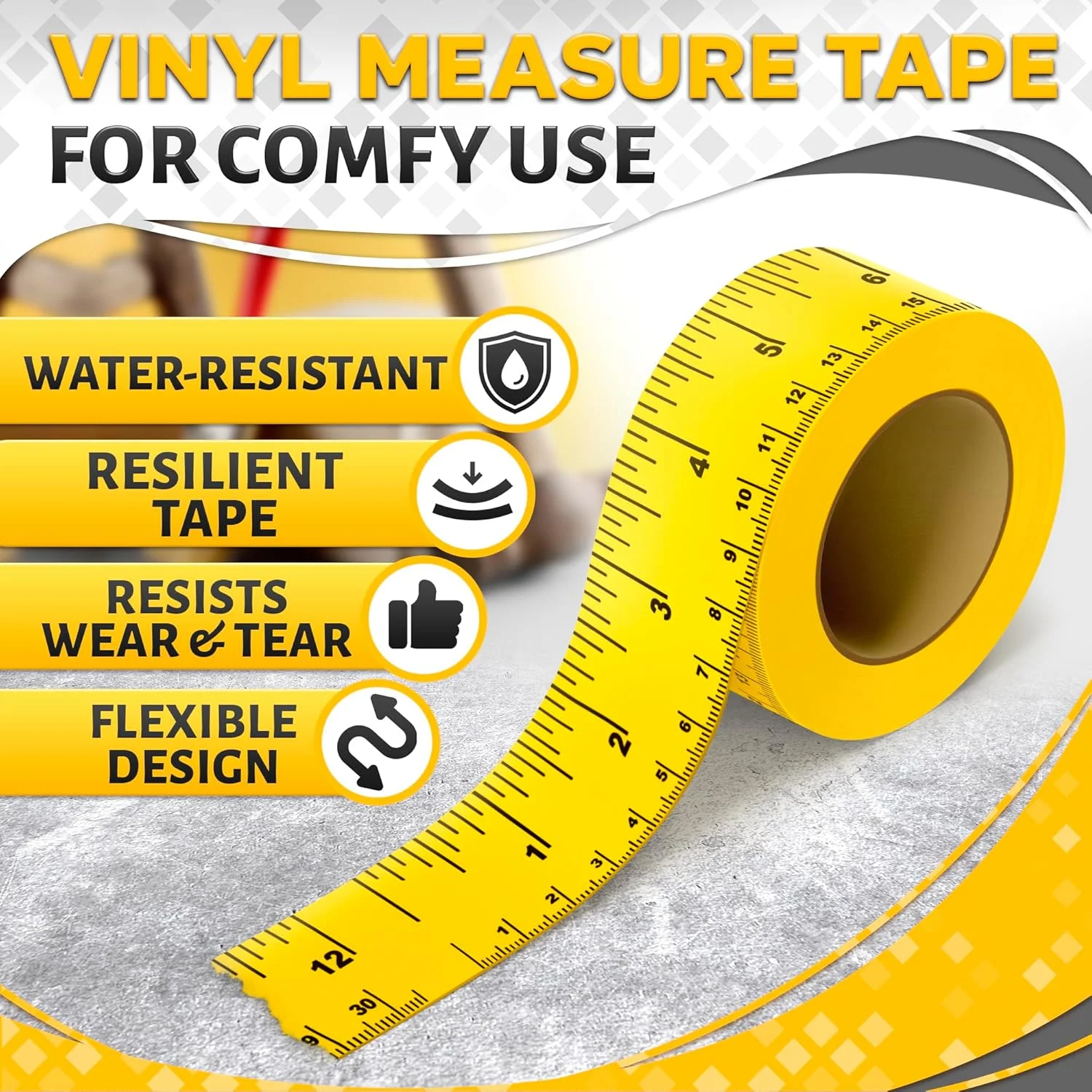 نوار اندازه گیری چسبی تکرار شونده 12 اینچی - 13.9 یارد، عرض 1 اینچ، متریک دوگانه، خواندن چپ به راست، نوار خط کش چسبی انعطاف پذیر و قوی برای DIY، صنایع دستی، نجاری و مجموعه ابزار خیاطی نوار اندازه گیری چسبی تکرار شونده 12 اینچی - 13.9 یارد، عرض 1 اینچ، متریک دوگانه، خواندن چپ به راست، نوار خط کش چسبی انعطاف پذیر و قوی برای DIY، صنایع دستی، نجاری و مجموعه ابزار خیاطی