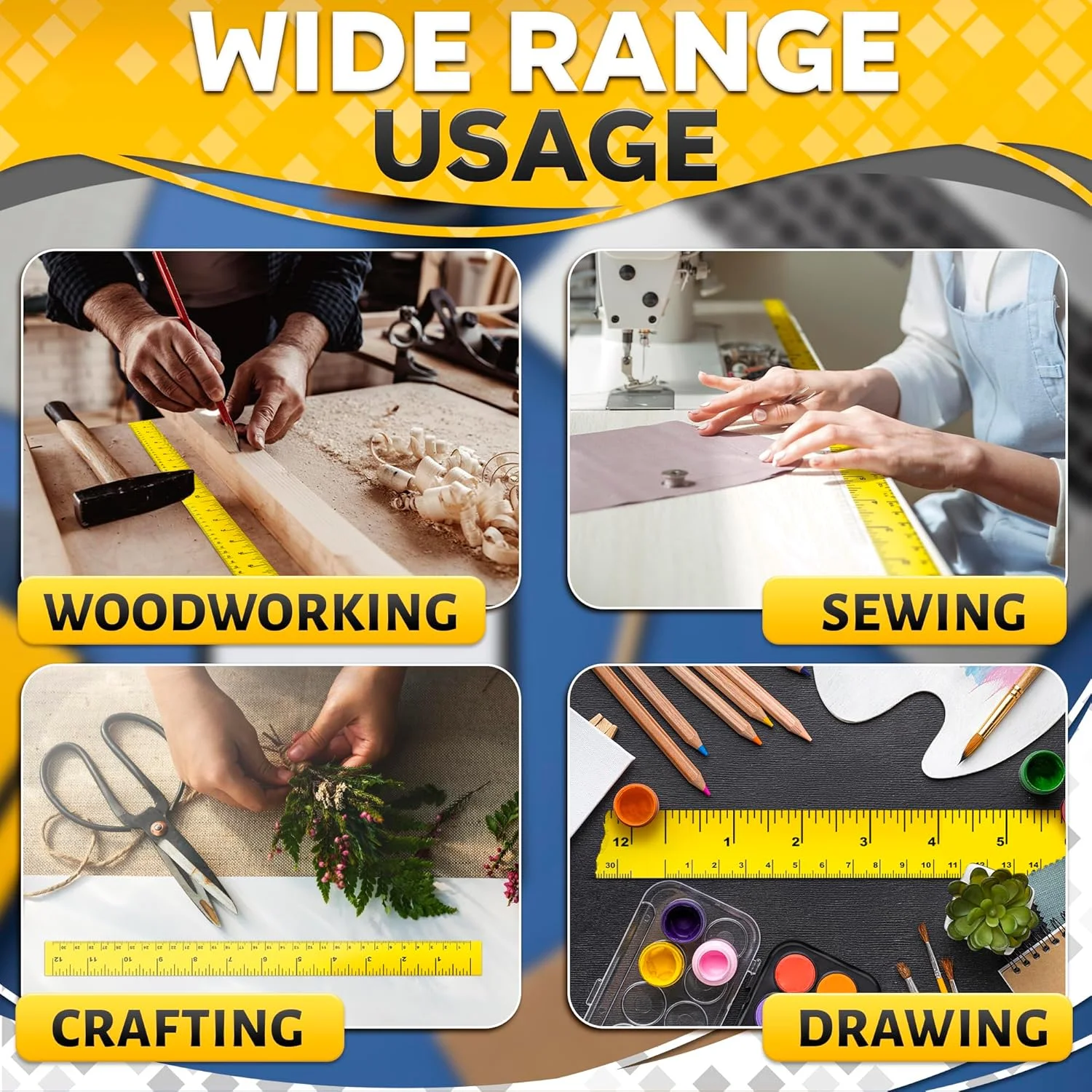 نوار اندازه گیری چسبی تکرار شونده 12 اینچی - 13.9 یارد، عرض 1 اینچ، متریک دوگانه، خواندن چپ به راست، نوار خط کش چسبی انعطاف پذیر و قوی برای DIY، صنایع دستی، نجاری و مجموعه ابزار خیاطی نوار اندازه گیری چسبی تکرار شونده 12 اینچی - 13.9 یارد، عرض 1 اینچ، متریک دوگانه، خواندن چپ به راست، نوار خط کش چسبی انعطاف پذیر و قوی برای DIY، صنایع دستی، نجاری و مجموعه ابزار خیاطی