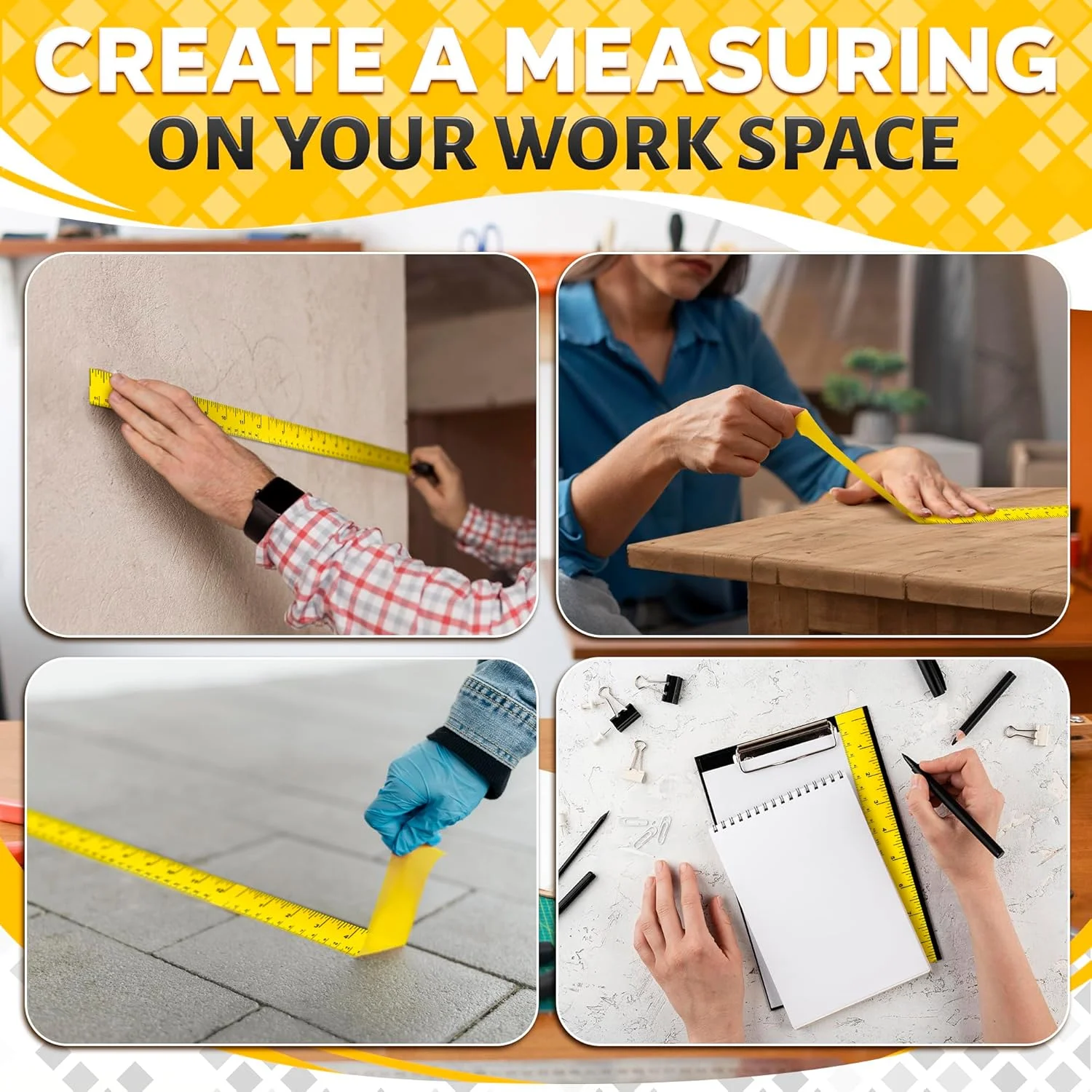 نوار اندازه گیری چسبی تکرار شونده 12 اینچی - 13.9 یارد، عرض 1 اینچ، متریک دوگانه، خواندن چپ به راست، نوار خط کش چسبی انعطاف پذیر و قوی برای DIY، صنایع دستی، نجاری و مجموعه ابزار خیاطی نوار اندازه گیری چسبی تکرار شونده 12 اینچی - 13.9 یارد، عرض 1 اینچ، متریک دوگانه، خواندن چپ به راست، نوار خط کش چسبی انعطاف پذیر و قوی برای DIY، صنایع دستی، نجاری و مجموعه ابزار خیاطی