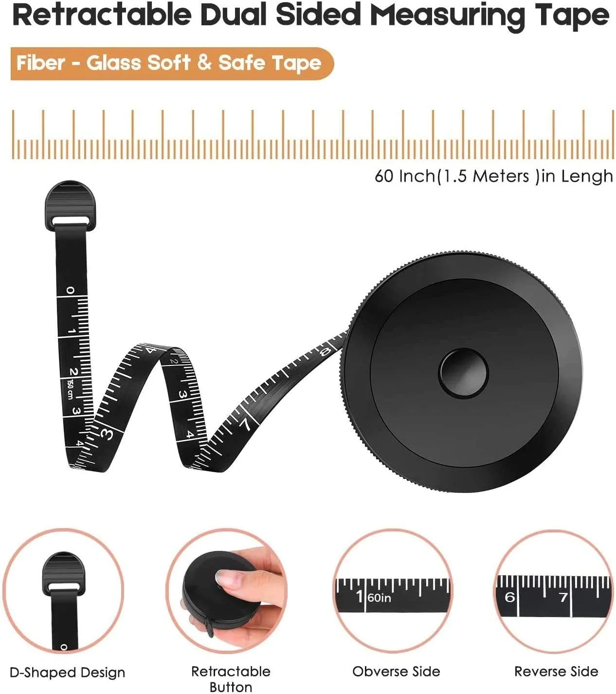 iBayam متر خیاطی دو طرفه هدیه برای مادر، زنان و مردان، مناسب برای کاهش وزن و مصارف پزشکی، دارای مقیاس سانتی متر در پشت، 150 سانتی متر iBayam متر خیاطی دو طرفه هدیه برای مادر، زنان و مردان، مناسب برای کاهش وزن و مصارف پزشکی، دارای مقیاس سانتی متر در پشت، 150 سانتی متر