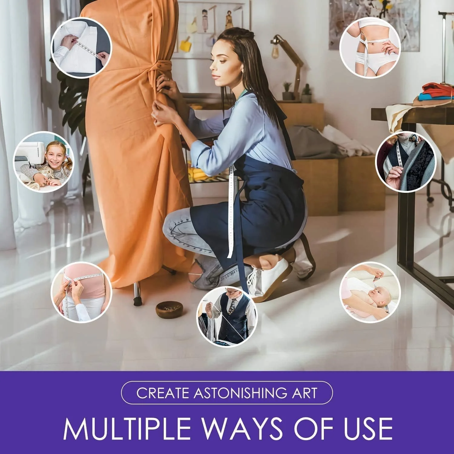 iBayam متر خیاطی دو طرفه هدیه برای مادر، زنان و مردان، مناسب برای کاهش وزن و مصارف پزشکی، دارای مقیاس سانتی متر در پشت، 150 سانتی متر iBayam متر خیاطی دو طرفه هدیه برای مادر، زنان و مردان، مناسب برای کاهش وزن و مصارف پزشکی، دارای مقیاس سانتی متر در پشت، 150 سانتی متر