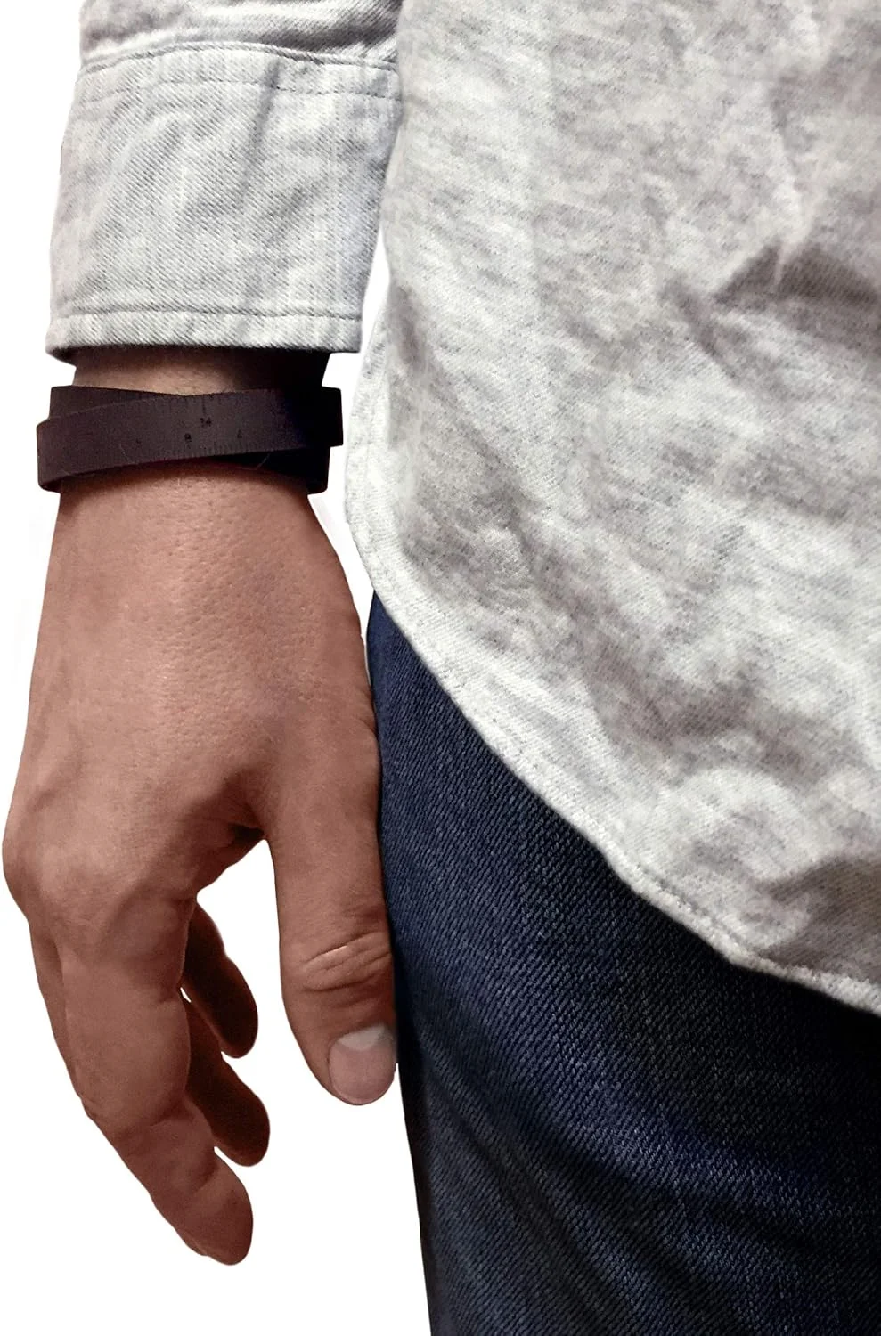 ILOVEHANDLES خط کش مچی قهوه ای تیره 17 اینچی | دستبند متر نواری | کاف چرمی | دستبند چرمی | خیاطی | بافندگی | قلاب بافی | لوازم خرازی | هدیه