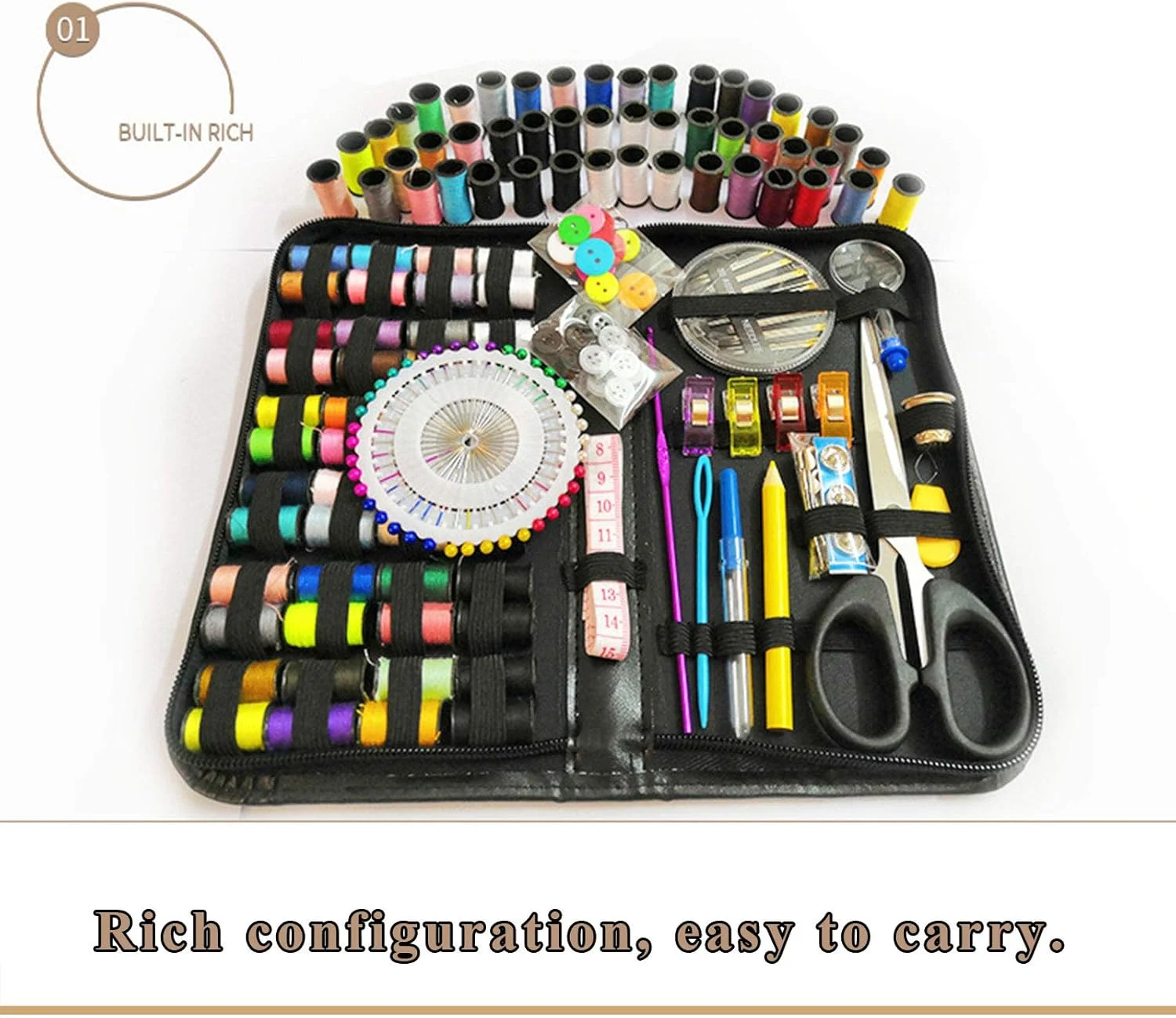 جعبه خیاطی GZDZHP، 172 تکه جعبه خیاطی بزرگ و کاربردی به همراه بشکاف، قیچی نخ، متر نواری، مناسب برای منزل و مسافرت جعبه خیاطی GZDZHP، 172 تکه جعبه خیاطی بزرگ و کاربردی به همراه بشکاف، قیچی نخ، متر نواری، مناسب برای منزل و مسافرت