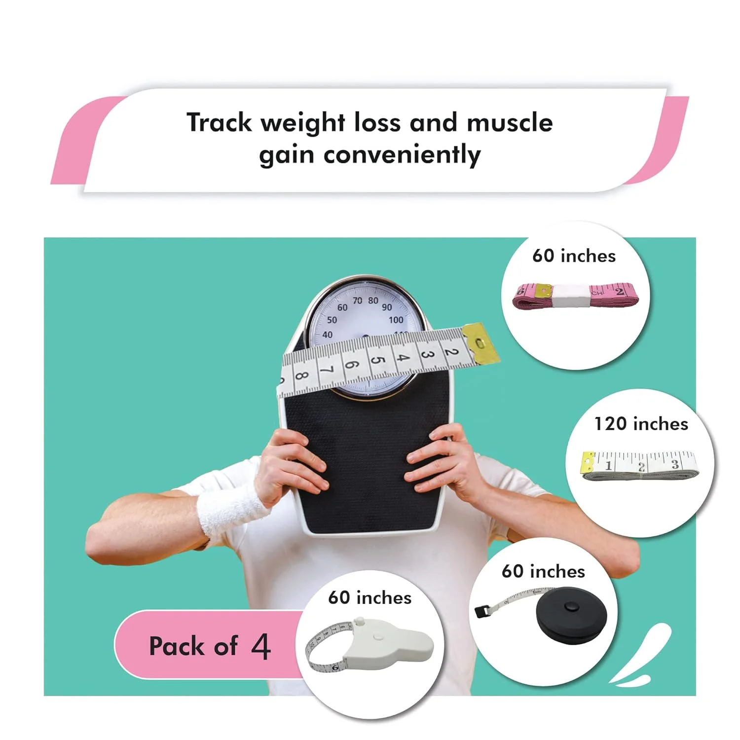 متر خیاطی گجتایم آمریکا (بسته 4 عددی) - جمع شونده، متریک چند منظوره دو طرفه - 3 عدد 60 اینچی، 1 عدد 120 اینچی متر خیاطی گجتایم آمریکا (بسته 4 عددی) - جمع شونده، متریک چند منظوره دو طرفه - 3 عدد 60 اینچی، 1 عدد 120 اینچی