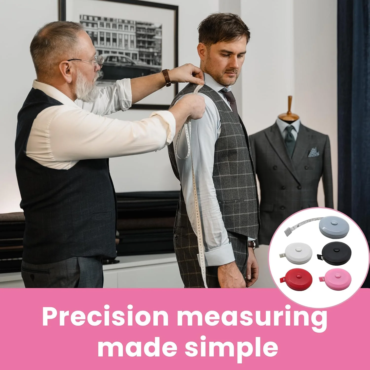 مجموعه متر خیاطی گجتایم آمریکا (بسته 5 عددی) - ابزار اندازه گیری برای دور کمر و بدن، خیاطی، صنایع دستی، DIY، بافندگی، تناسب اندام - جمع شونده، نرم و انعطاف پذیر مجموعه متر خیاطی گجتایم آمریکا (بسته 5 عددی) - ابزار اندازه گیری برای دور کمر و بدن، خیاطی، صنایع دستی، DIY، بافندگی، تناسب اندام - جمع شونده، نرم و انعطاف پذیر