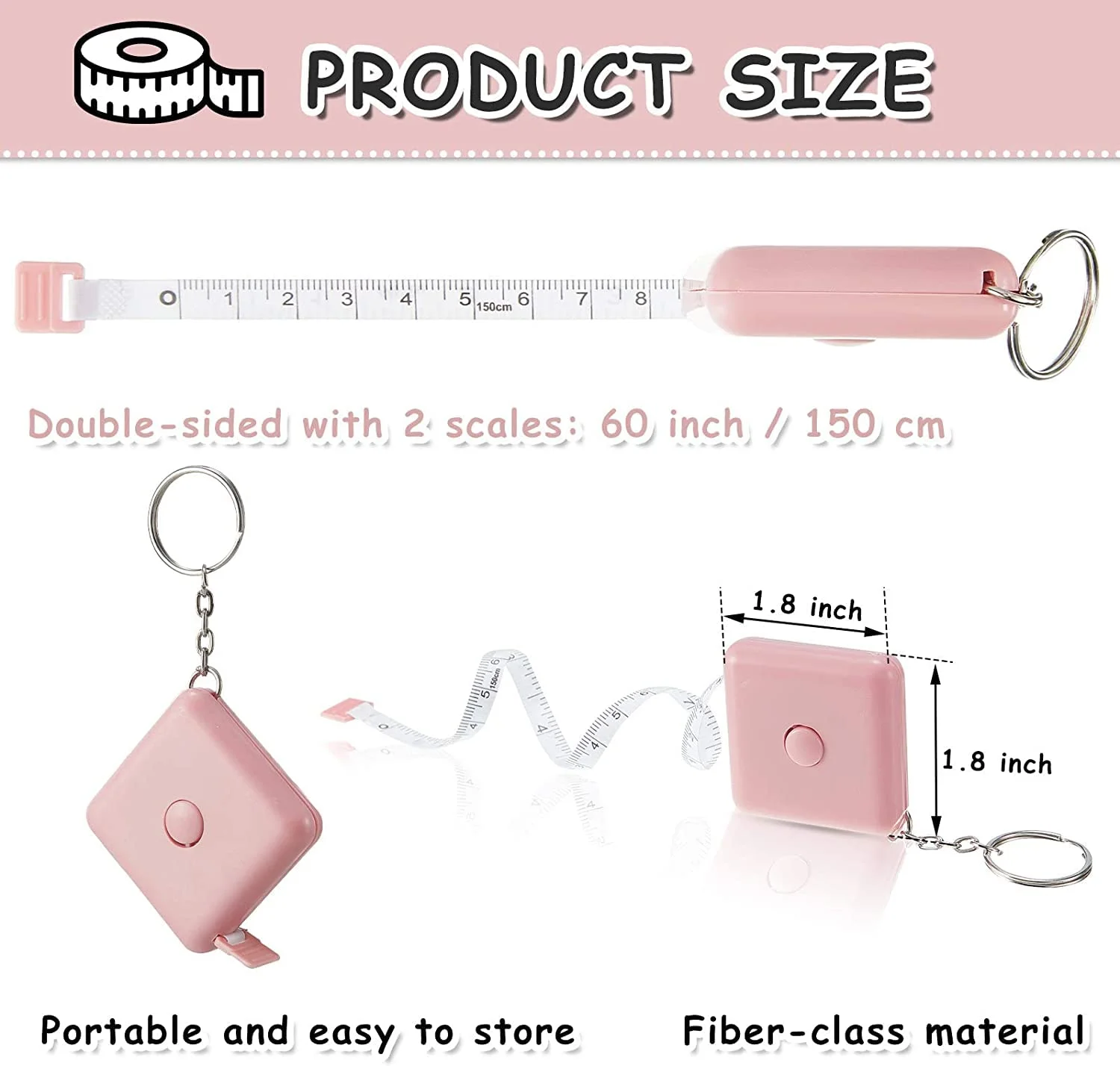 متر خیاطی نرم و جمع شونده FUNI، 6 عددی، دکمه فشاری کوچک، 60 اینچ، چند رنگ، قابل حمل، صورتی، سبز، آبی، 150 سانتی متر با جاکلیدی متر خیاطی نرم و جمع شونده FUNI، 6 عددی، دکمه فشاری کوچک، 60 اینچ، چند رنگ، قابل حمل، صورتی، سبز، آبی، 150 سانتی متر با جاکلیدی