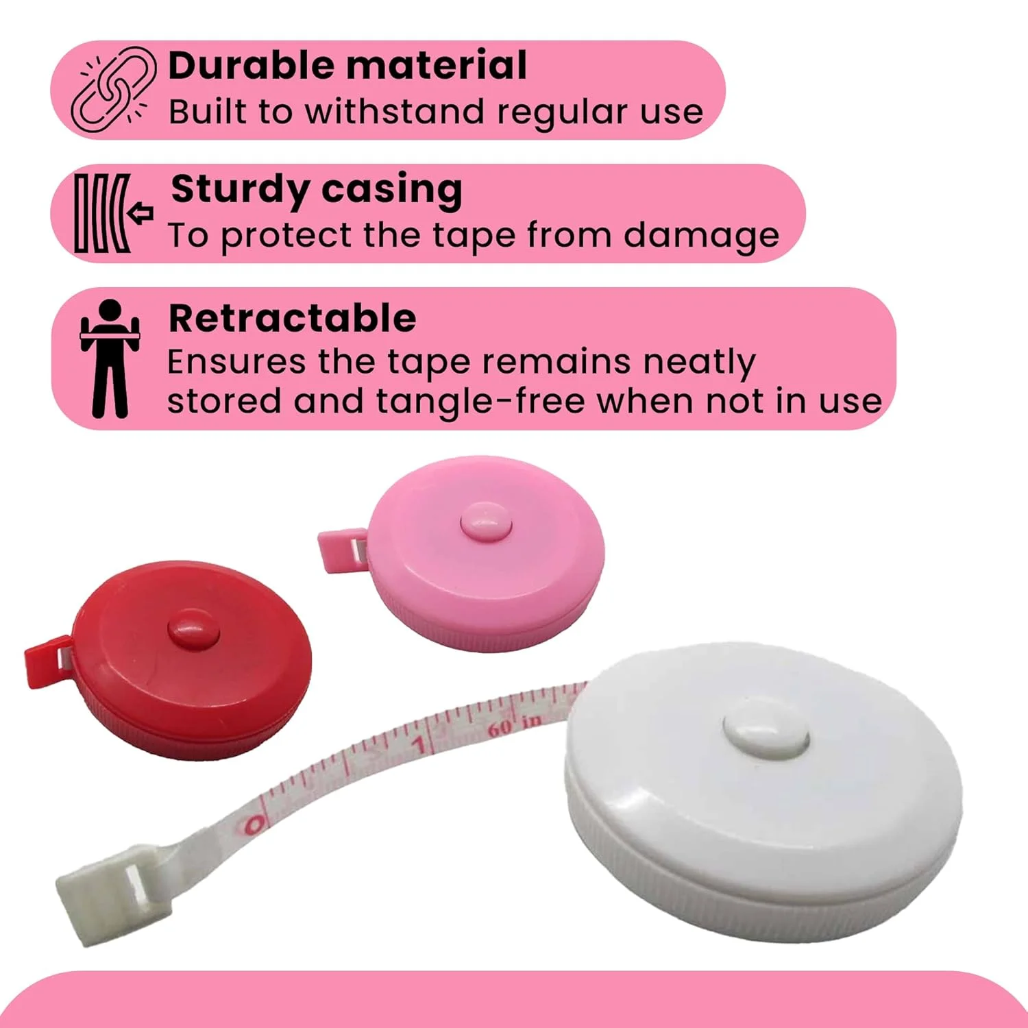 مجموعه متر خیاطی گجتایم آمریکا (بسته 3 عددی) - متر جیبی برای اندازه گیری دور کمر و بدن، خیاطی، خیاط، صنایع دستی، DIY، بافندگی، تناسب اندام - جمع شونده، نرم و انعطاف پذیر مجموعه متر خیاطی گجتایم آمریکا (بسته 3 عددی) - متر جیبی برای اندازه گیری دور کمر و بدن، خیاطی، خیاط، صنایع دستی، DIY، بافندگی، تناسب اندام - جمع شونده، نرم و انعطاف پذیر