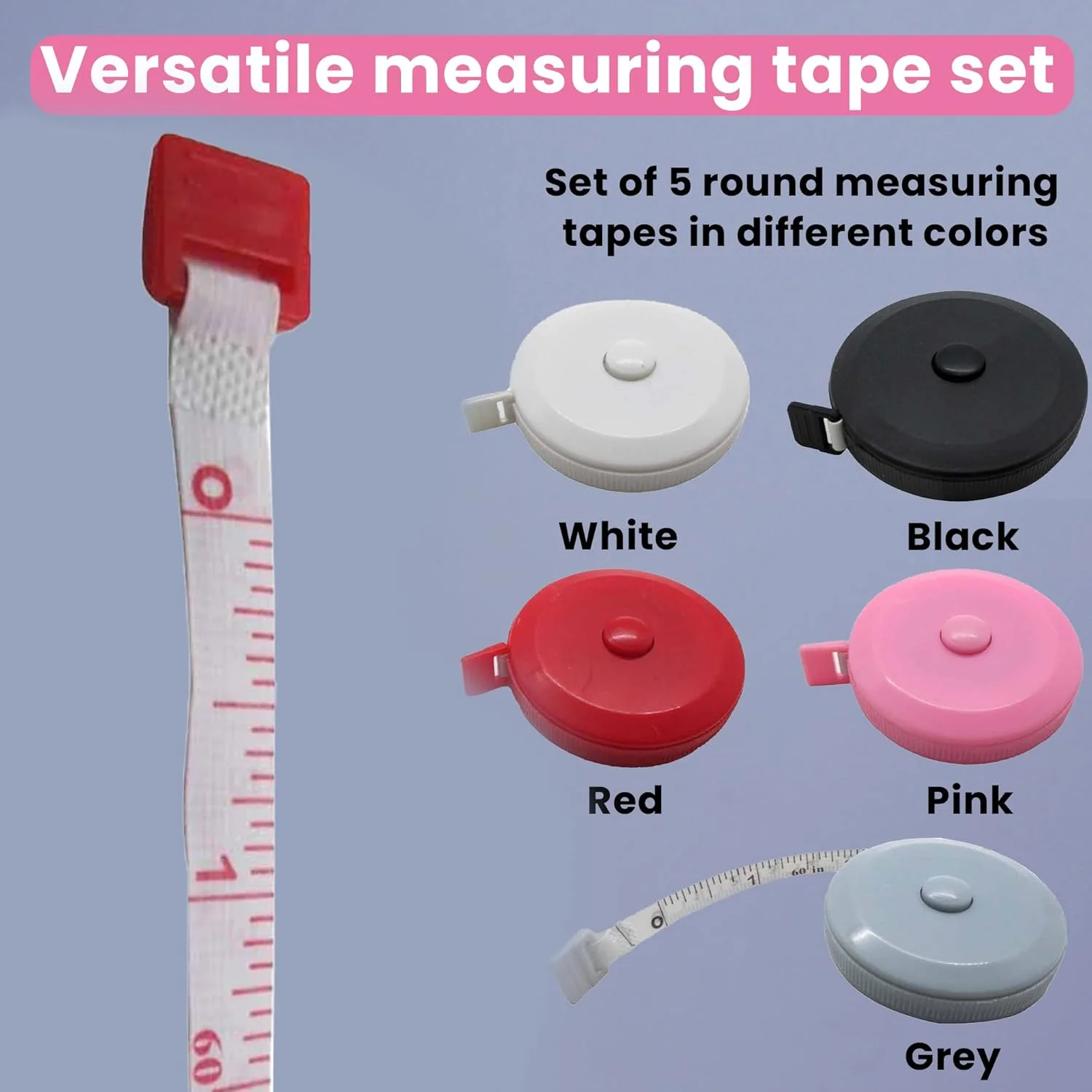 مجموعه متر خیاطی گجتایم آمریکا (بسته 5 عددی) - ابزار اندازه گیری برای دور کمر و بدن، خیاطی، صنایع دستی، DIY، بافندگی، تناسب اندام - جمع شونده، نرم و انعطاف پذیر مجموعه متر خیاطی گجتایم آمریکا (بسته 5 عددی) - ابزار اندازه گیری برای دور کمر و بدن، خیاطی، صنایع دستی، DIY، بافندگی، تناسب اندام - جمع شونده، نرم و انعطاف پذیر
