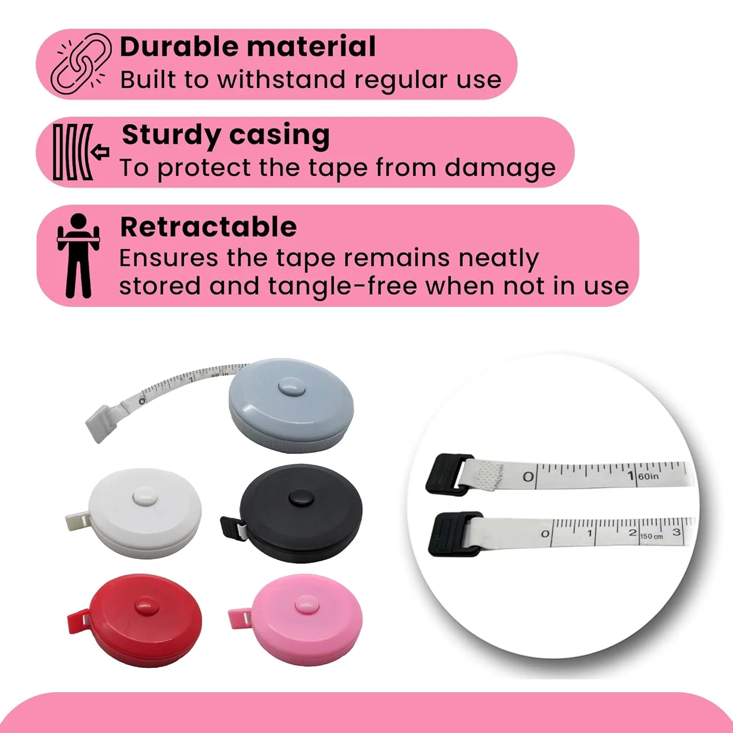 مجموعه متر خیاطی گجتایم آمریکا (بسته 5 عددی) - ابزار اندازه گیری برای دور کمر و بدن، خیاطی، صنایع دستی، DIY، بافندگی، تناسب اندام - جمع شونده، نرم و انعطاف پذیر مجموعه متر خیاطی گجتایم آمریکا (بسته 5 عددی) - ابزار اندازه گیری برای دور کمر و بدن، خیاطی، صنایع دستی، DIY، بافندگی، تناسب اندام - جمع شونده، نرم و انعطاف پذیر