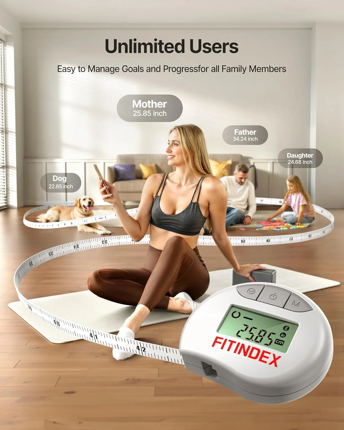 متر نواری دیجیتال بلوتوثی FITINDEX، متر خیاطی نرم، با نمایشگر LED، پین قفل، دکمه جمع شونده، اندازه گیری بدن از طریق اپلیکیشن متر نواری دیجیتال بلوتوثی FITINDEX، متر خیاطی نرم، با نمایشگر LED، پین قفل، دکمه جمع شونده، اندازه گیری بدن از طریق اپلیکیشن