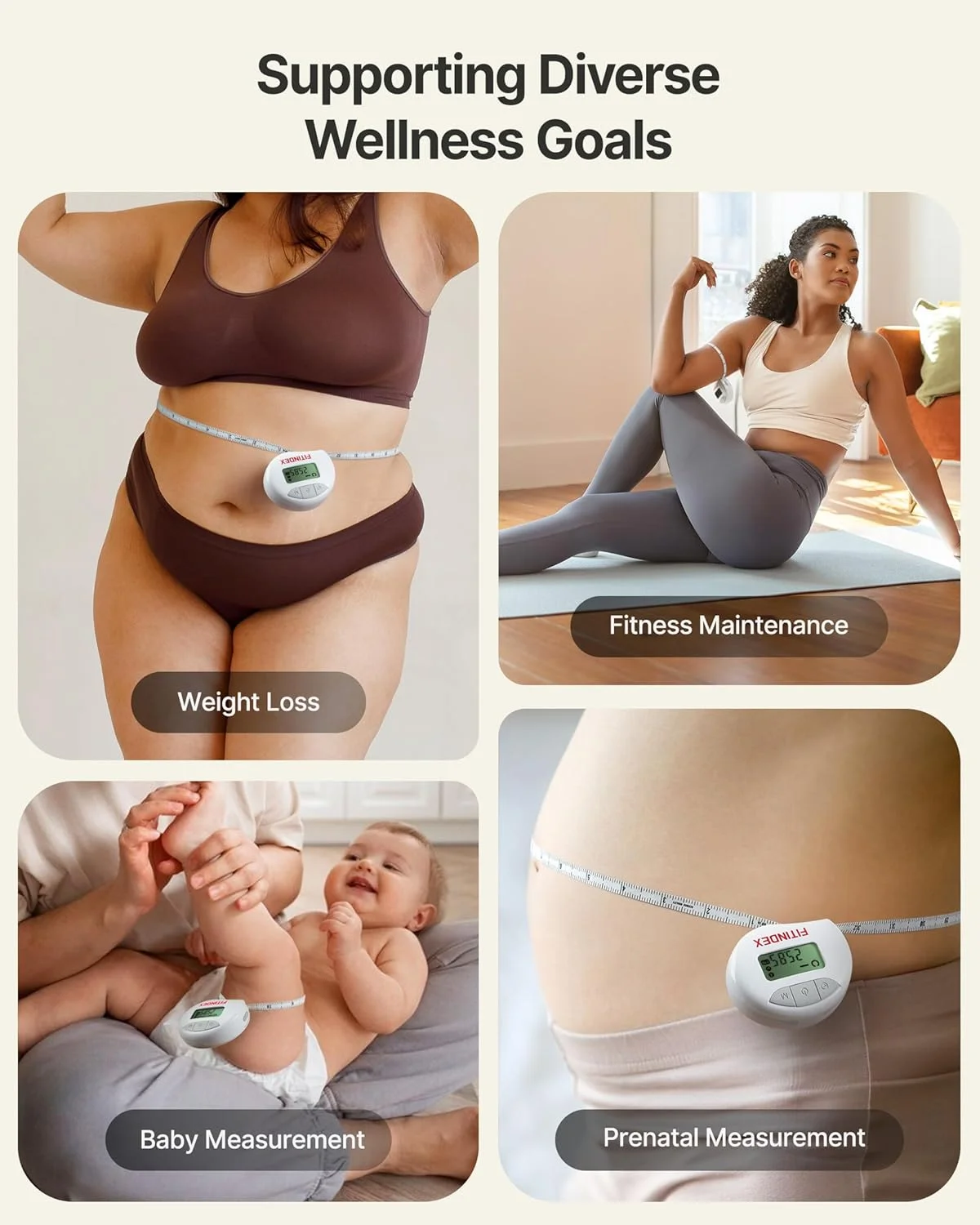 متر نواری دیجیتال بلوتوثی FITINDEX، متر خیاطی نرم، با نمایشگر LED، پین قفل، دکمه جمع شونده، اندازه گیری بدن از طریق اپلیکیشن متر نواری دیجیتال بلوتوثی FITINDEX، متر خیاطی نرم، با نمایشگر LED، پین قفل، دکمه جمع شونده، اندازه گیری بدن از طریق اپلیکیشن