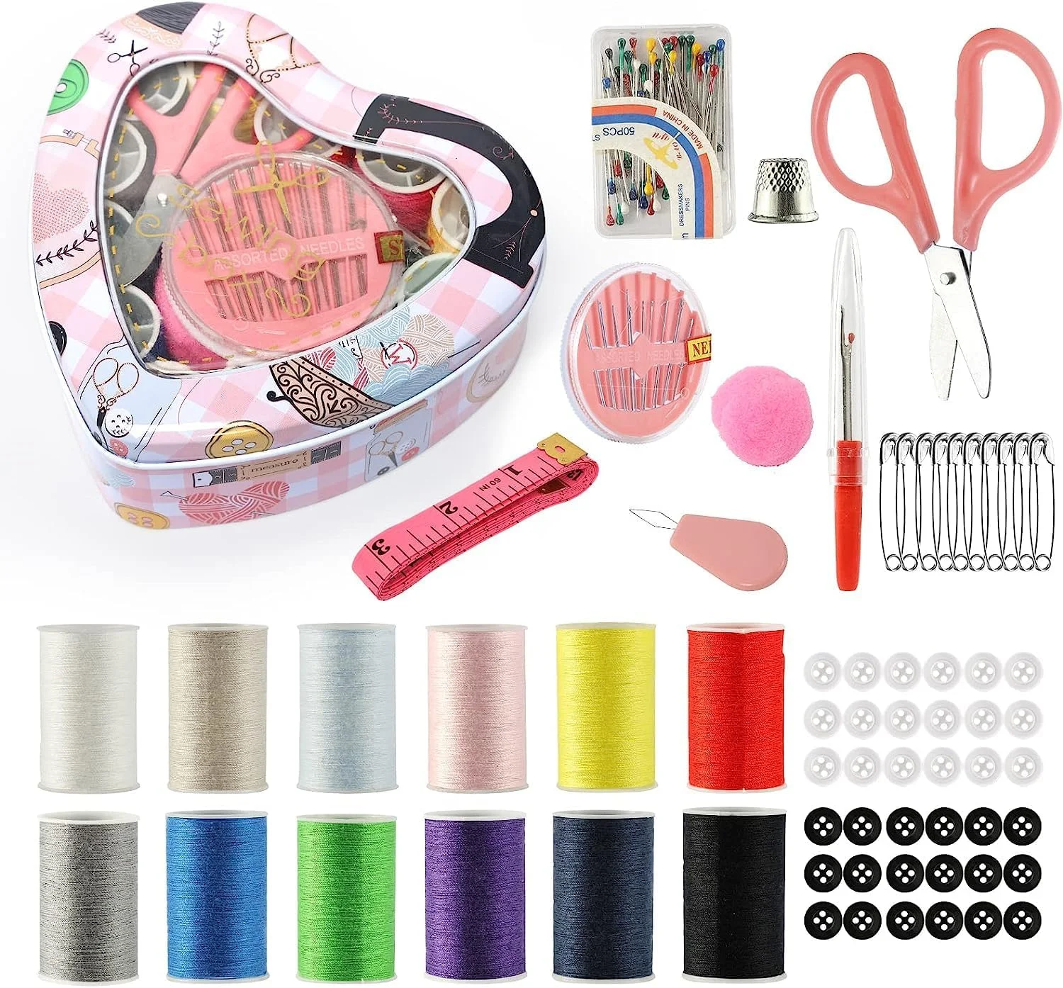 جعبه خیاطی قابل حمل Excefore برای مبتدیان - ست خیاطی کوچک و مناسب مسافرت با قیچی، انگشتانه و متر - برای تعمیرات اضطراری و پروژه های DIY جعبه خیاطی قابل حمل Excefore برای مبتدیان - ست خیاطی کوچک و مناسب مسافرت با قیچی، انگشتانه و متر - برای تعمیرات اضطراری و پروژه های DIY