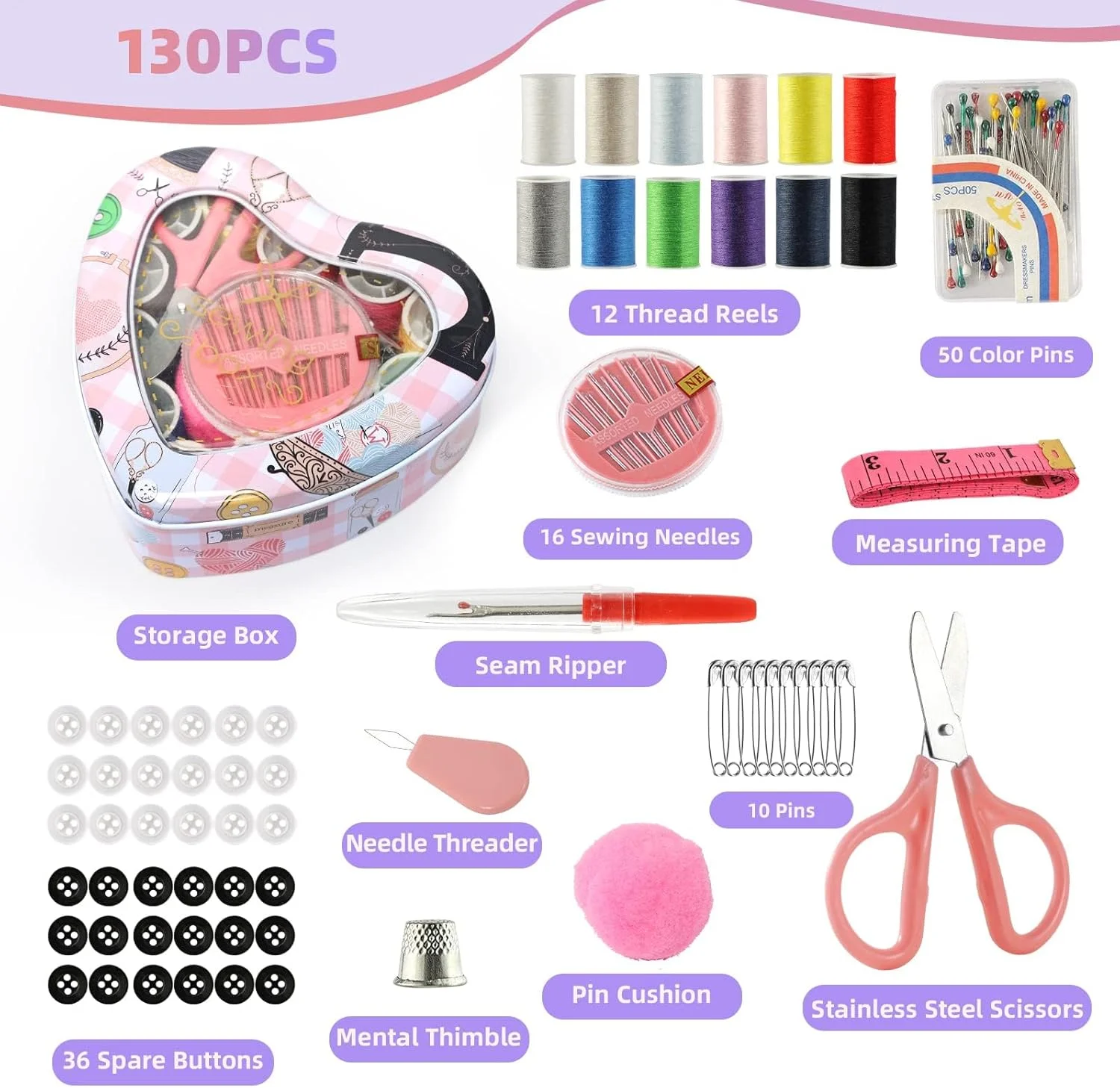 جعبه خیاطی قابل حمل Excefore برای مبتدیان - ست خیاطی کوچک و مناسب مسافرت با قیچی، انگشتانه و متر - برای تعمیرات اضطراری و پروژه های DIY جعبه خیاطی قابل حمل Excefore برای مبتدیان - ست خیاطی کوچک و مناسب مسافرت با قیچی، انگشتانه و متر - برای تعمیرات اضطراری و پروژه های DIY