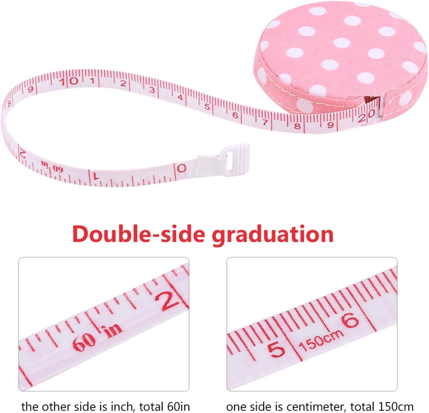 فافهیسی یک عدد متر نواری 150 سانتی متر / 60 اینچ، متر اندازه گیری تناسب اندام بدن (شماره 4 پایه گل رز نقطه سفید) فافهیسی یک عدد متر نواری 150 سانتی متر / 60 اینچ، متر اندازه گیری تناسب اندام بدن (شماره 4 پایه گل رز نقطه سفید)