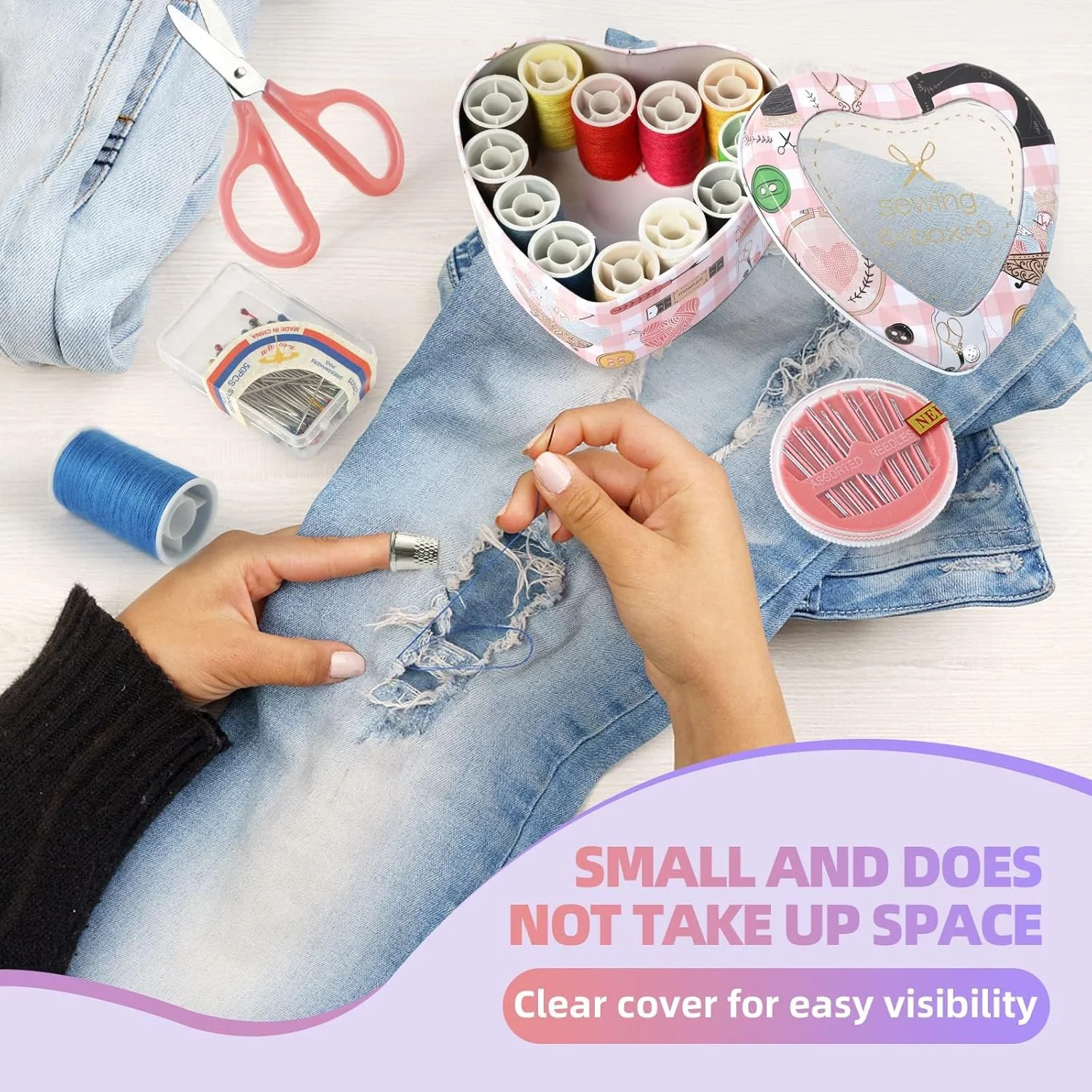 جعبه خیاطی قابل حمل Excefore برای مبتدیان - ست خیاطی کوچک و مناسب مسافرت با قیچی، انگشتانه و متر - برای تعمیرات اضطراری و پروژه های DIY جعبه خیاطی قابل حمل Excefore برای مبتدیان - ست خیاطی کوچک و مناسب مسافرت با قیچی، انگشتانه و متر - برای تعمیرات اضطراری و پروژه های DIY