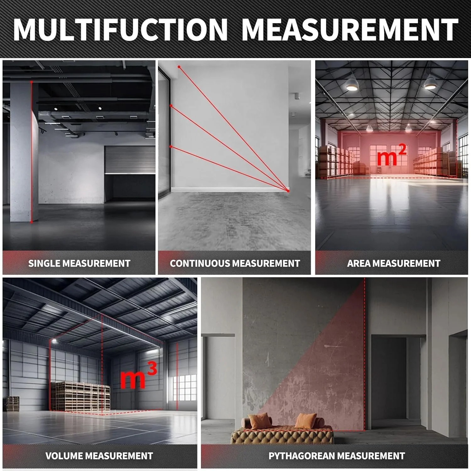 متر لیزری FC22، 3 در 1، فاصله یاب لیزری، متر نواری 60 متری و نوار 5 متری برای فیثاغورث، مساحت، حجم، تبدیل چند واحدی (فوت/فوت+اینچ/اینچ) متر لیزری FC22، 3 در 1، فاصله یاب لیزری، متر نواری 60 متری و نوار 5 متری برای فیثاغورث، مساحت، حجم، تبدیل چند واحدی (فوت/فوت+اینچ/اینچ)