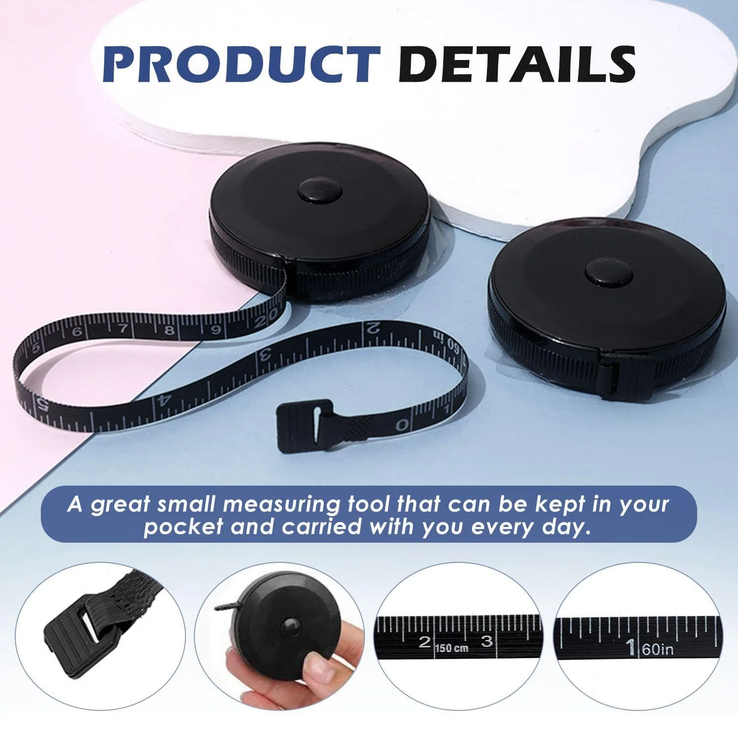 نوار اندازه گیری خیاطی EOWVISN، نوار اندازه گیری مینی، نوار اندازه گیری جمع شونده اتوماتیک، نوار اندازه گیری لباس، نوار اندازه گیری مدرج قابل حمل، 1 عدد نوار اندازه گیری خیاطی EOWVISN، نوار اندازه گیری مینی، نوار اندازه گیری جمع شونده اتوماتیک، نوار اندازه گیری لباس، نوار اندازه گیری مدرج قابل حمل، 1 عدد