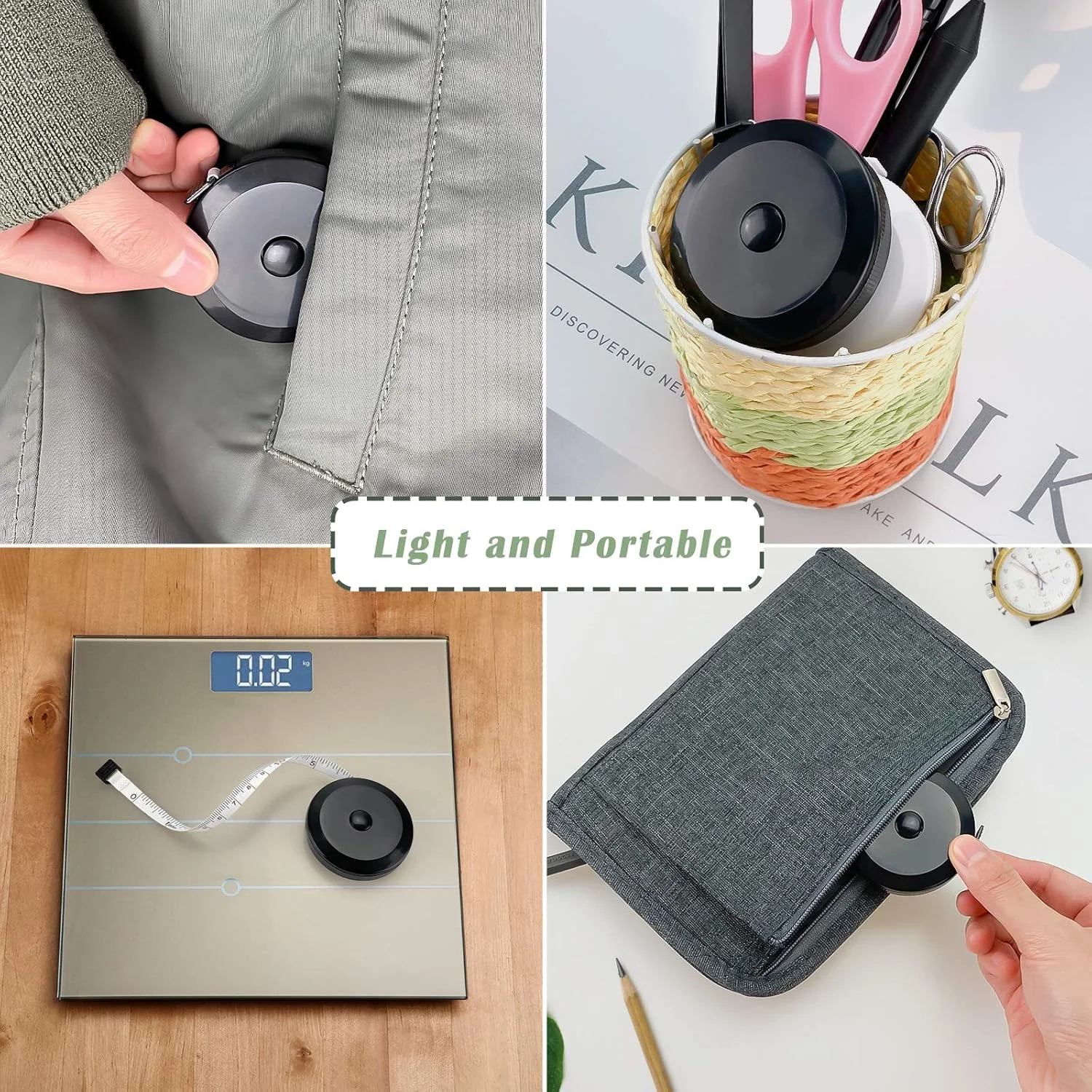 متر خیاطی FEELOVE برای اندازه گیری بدن، متر 150 سانتی متری برای اندازه گیری سایز بدن، متر نواری نرم با مقیاس دوگانه، 2 عدد متر پارچه ای جمع شونده، مشکی و سفید متر خیاطی FEELOVE برای اندازه گیری بدن، متر 150 سانتی متری برای اندازه گیری سایز بدن، متر نواری نرم با مقیاس دوگانه، 2 عدد متر پارچه ای جمع شونده، مشکی و سفید