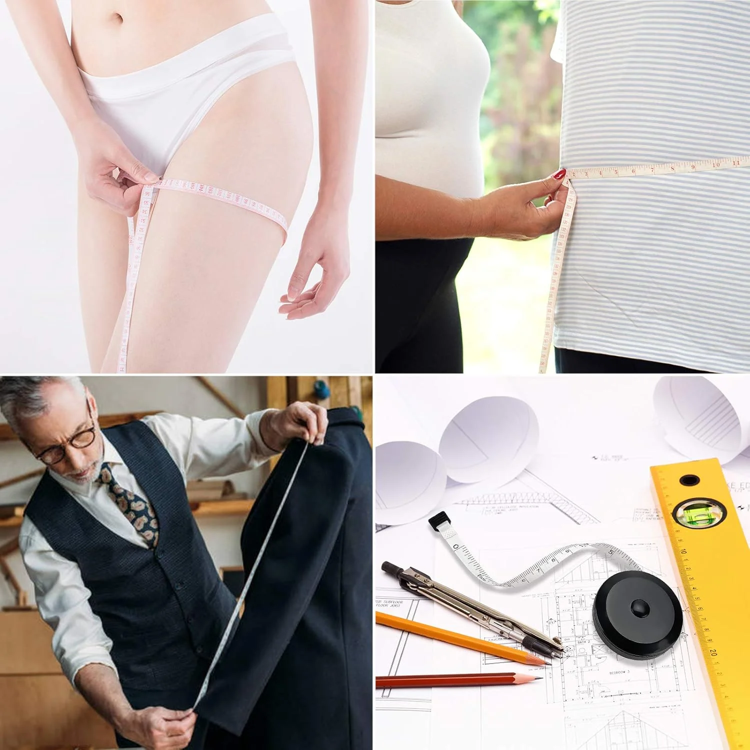 متر خیاطی FEELOVE برای اندازه گیری بدن، متر 150 سانتی متری برای اندازه گیری سایز بدن، متر نواری نرم با مقیاس دوگانه، 2 عدد متر پارچه ای جمع شونده، مشکی و سفید متر خیاطی FEELOVE برای اندازه گیری بدن، متر 150 سانتی متری برای اندازه گیری سایز بدن، متر نواری نرم با مقیاس دوگانه، 2 عدد متر پارچه ای جمع شونده، مشکی و سفید