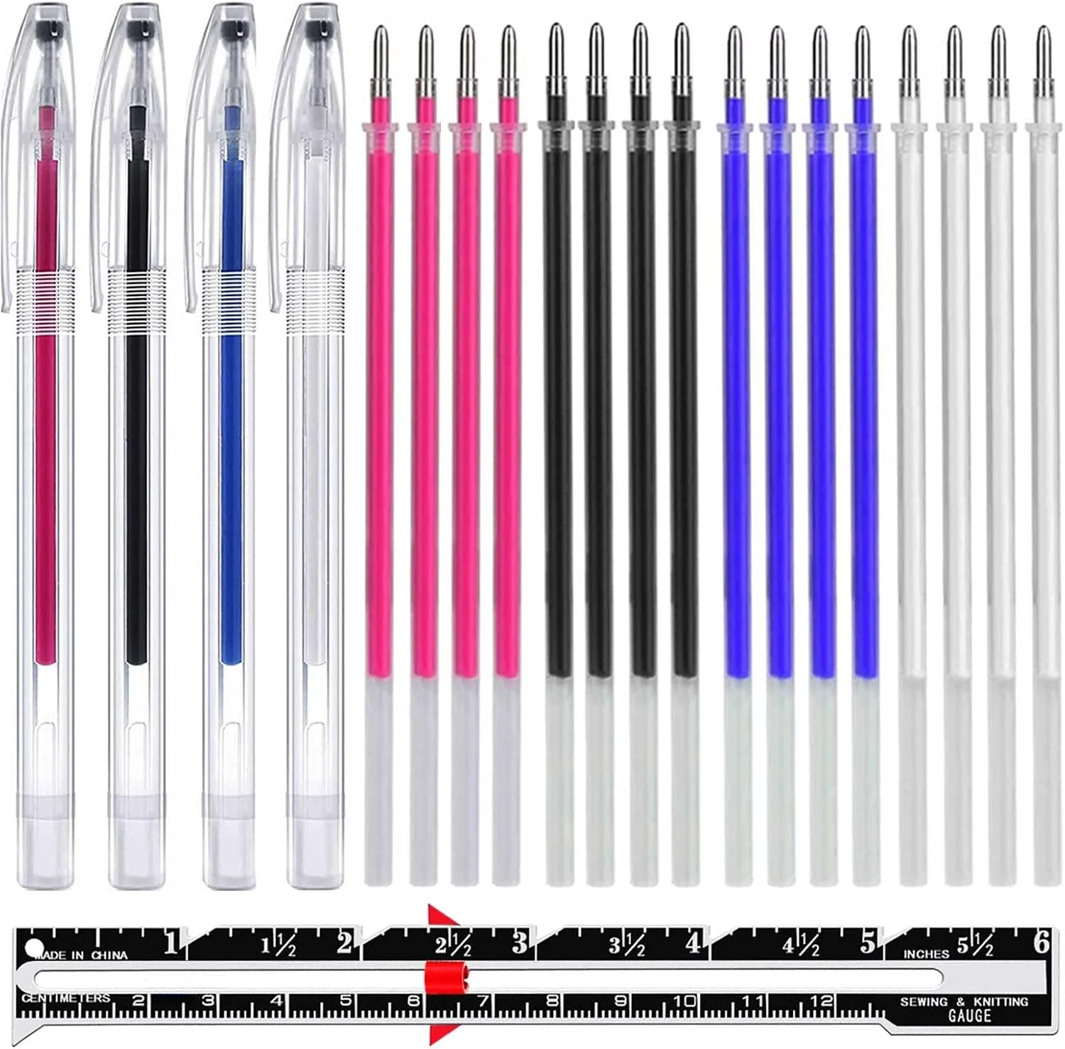 خودکارهای حرارتی پاک شونده علامت گذاری پارچه 4 رنگ با 16 عدد نوک یدک، 1 عدد ابزار اندازه گیری خیاطی و 1 عدد متر نواری نرم، برای خیاطی، لحاف دوزی، ابزار نشانگر پارچه خیاطی چند رنگ خودکارهای حرارتی پاک شونده علامت گذاری پارچه 4 رنگ با 16 عدد نوک یدک، 1 عدد ابزار اندازه گیری خیاطی و 1 عدد متر نواری نرم، برای خیاطی، لحاف دوزی، ابزار نشانگر پارچه خیاطی چند رنگ