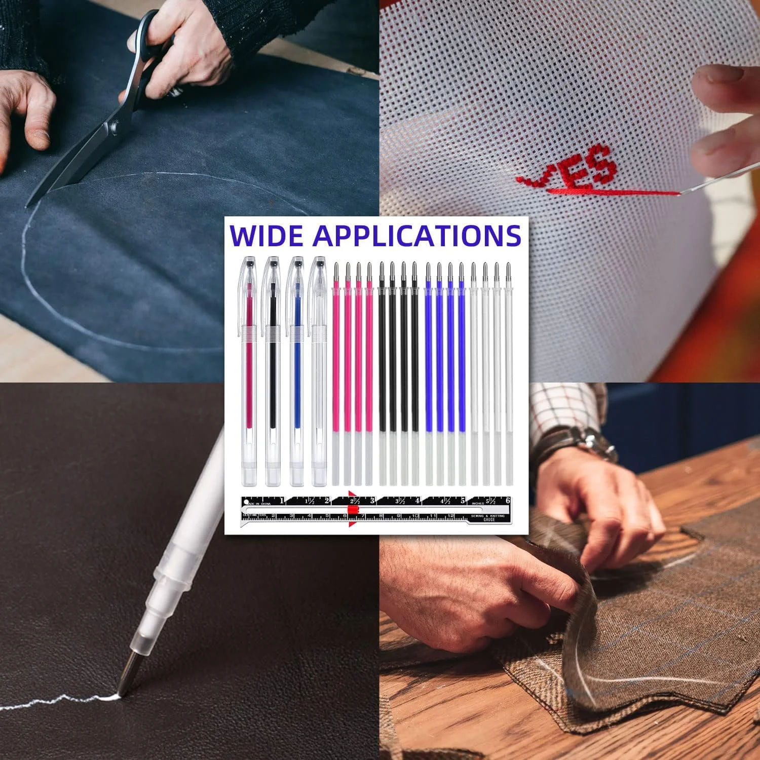 خودکارهای حرارتی پاک شونده علامت گذاری پارچه 4 رنگ با 16 عدد نوک یدک، 1 عدد ابزار اندازه گیری خیاطی و 1 عدد متر نواری نرم، برای خیاطی، لحاف دوزی، ابزار نشانگر پارچه خیاطی چند رنگ خودکارهای حرارتی پاک شونده علامت گذاری پارچه 4 رنگ با 16 عدد نوک یدک، 1 عدد ابزار اندازه گیری خیاطی و 1 عدد متر نواری نرم، برای خیاطی، لحاف دوزی، ابزار نشانگر پارچه خیاطی چند رنگ