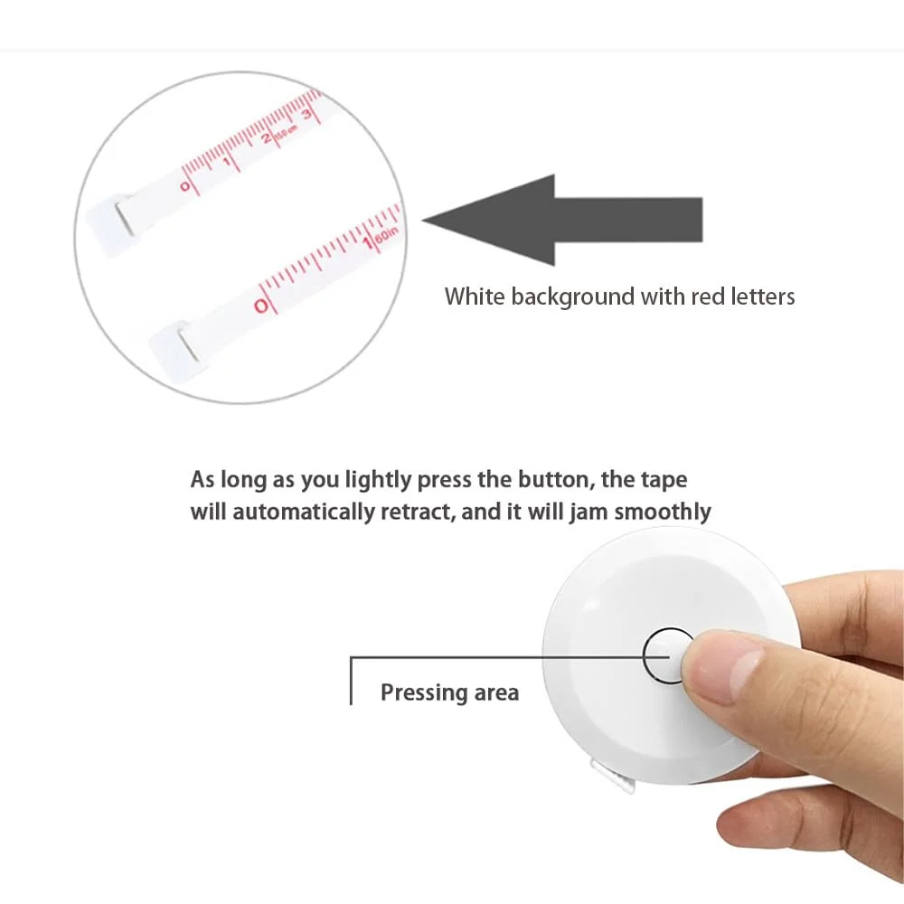 متر خیاطی کوچک DWYGZSTR، طول 1.5 متر، با متر کوچک و متر پلاستیکی (سفید قرمز)