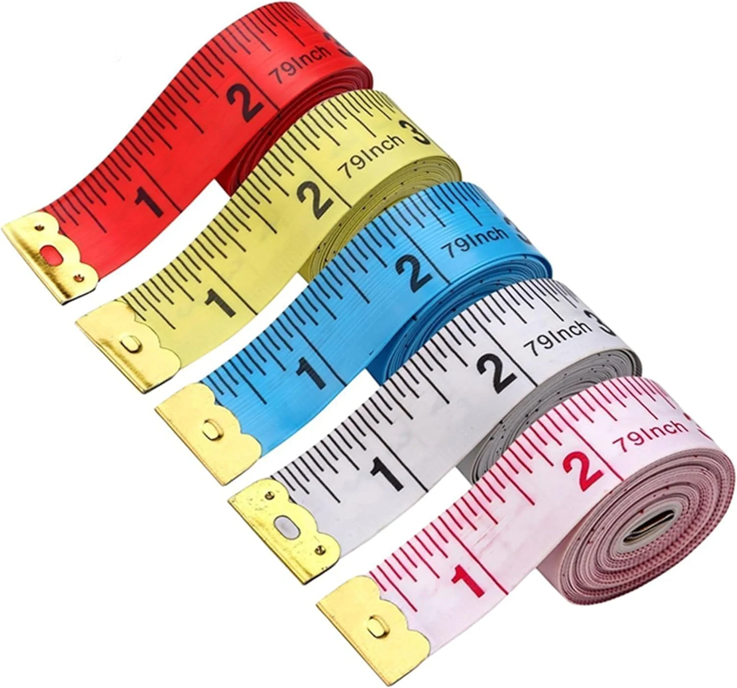 نوار اندازه گیری نرم ایکو شاین، 1 عدد متر نواری، 1 عدد قیچی، 1 عدد نخ چین، طول 150 سانتی متر/60 اینچ، 3 در 1 چند رنگ