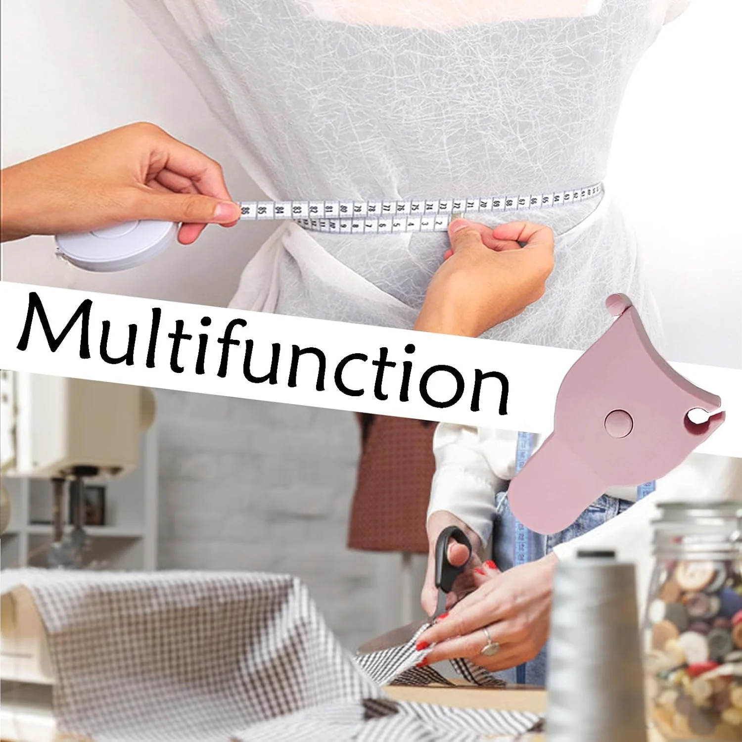 متر نواری اندازه گیری بدن Draduo - مقیاس دو طرفه 60 اینچی، متر نواری خود جمع شونده برای خیاطی و تناسب اندام با اندازه گیری سه گانه (صورتی) متر نواری اندازه گیری بدن Draduo - مقیاس دو طرفه 60 اینچی، متر نواری خود جمع شونده برای خیاطی و تناسب اندام با اندازه گیری سه گانه (صورتی)