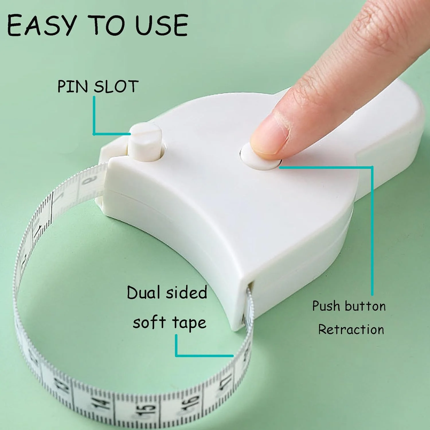 متر نواری اندازه گیری بدن Draduo - مقیاس دو طرفه 60 اینچی، متر نواری خود جمع شونده برای خیاطی و تناسب اندام، اندازه گیری سه گانه (سفید) متر نواری اندازه گیری بدن Draduo - مقیاس دو طرفه 60 اینچی، متر نواری خود جمع شونده برای خیاطی و تناسب اندام، اندازه گیری سه گانه (سفید)