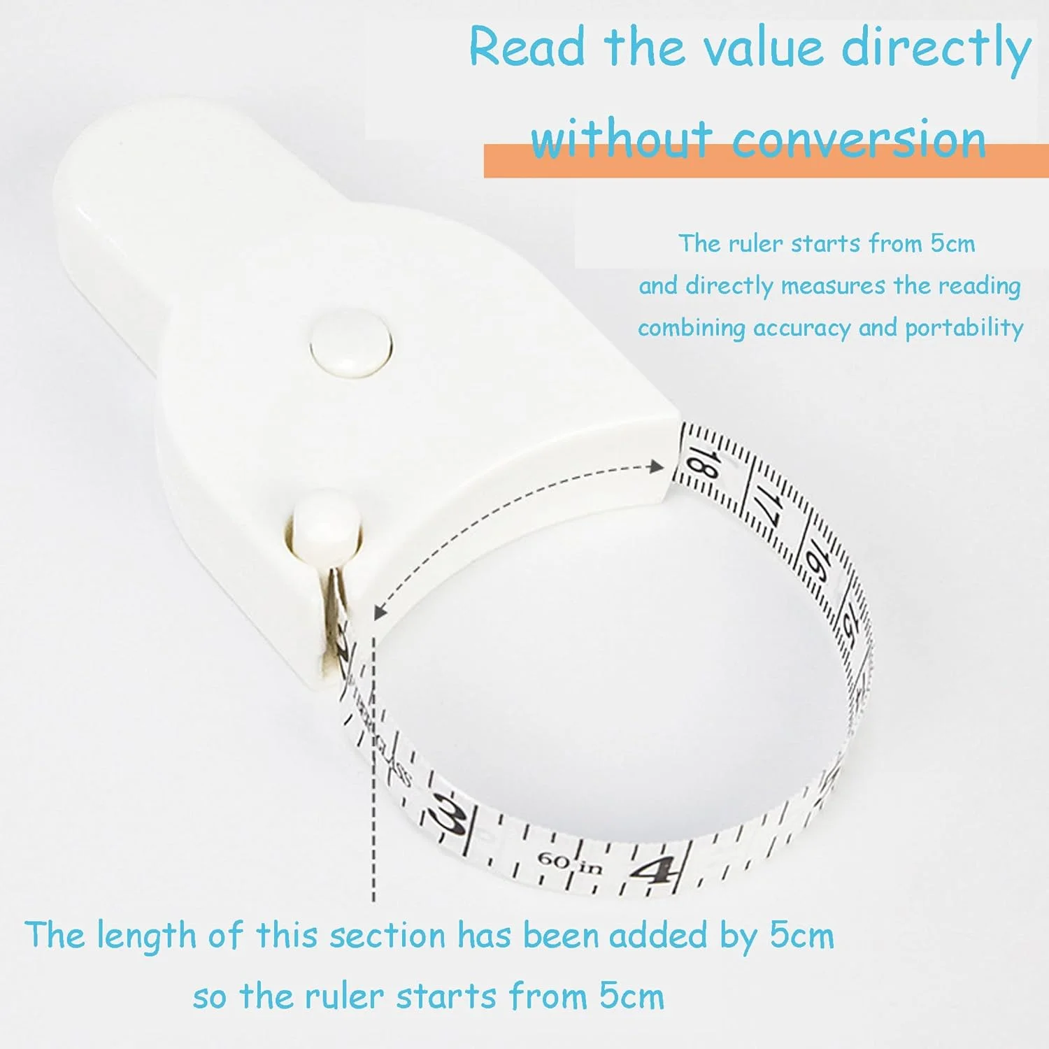 متر نواری اندازه گیری بدن Draduo - مقیاس دو طرفه 60 اینچی، متر نواری خود جمع شونده برای خیاطی و تناسب اندام، اندازه گیری سه گانه (سفید) متر نواری اندازه گیری بدن Draduo - مقیاس دو طرفه 60 اینچی، متر نواری خود جمع شونده برای خیاطی و تناسب اندام، اندازه گیری سه گانه (سفید)