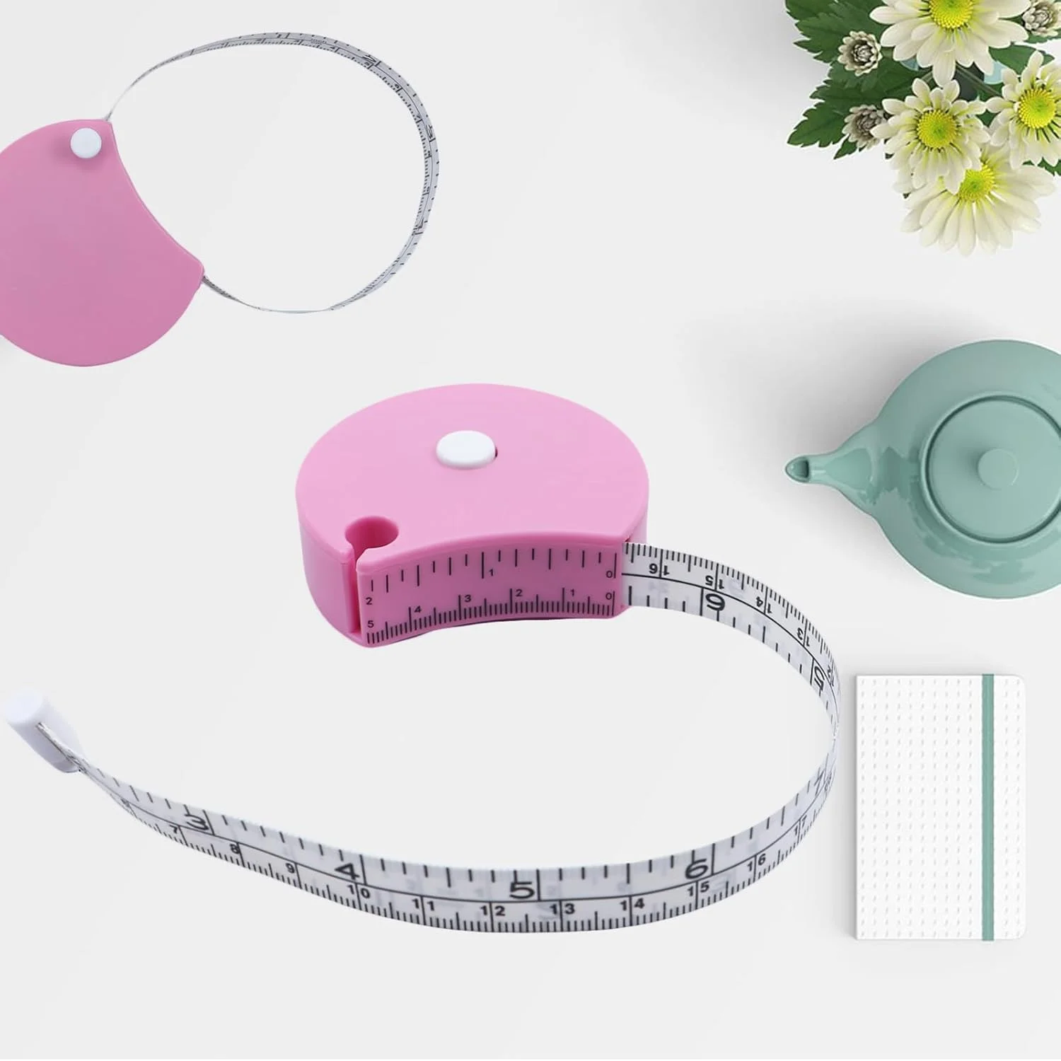 متر خیاطی Draduo - مقیاس دو طرفه 60 اینچی، متر نواری جمع شونده خودکار برای خیاطی، تناسب اندام، اندازه گیری سه گانه (صورتی) متر خیاطی Draduo - مقیاس دو طرفه 60 اینچی، متر نواری جمع شونده خودکار برای خیاطی، تناسب اندام، اندازه گیری سه گانه (صورتی)