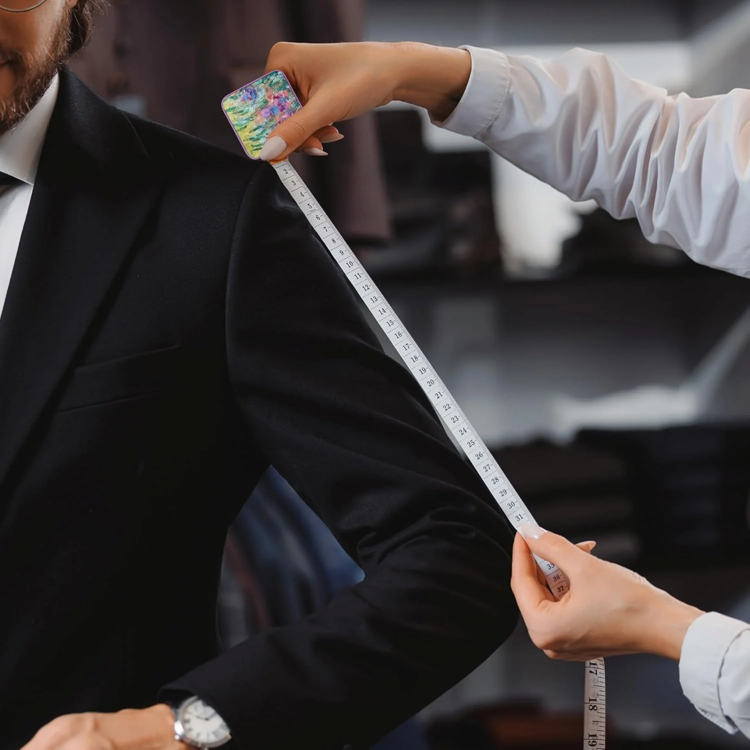 متر نواری جمع شونده فشرده RainCaper طرح باغ مونه در ژیورنی - ابزار اندازه گیری دو طرفه قابل حمل برای خیاطی و صنایع دستی با دکمه جمع شونده فشاری آسان (60 اینچ/150 سانتی متر) متر نواری جمع شونده فشرده RainCaper طرح باغ مونه در ژیورنی - ابزار اندازه گیری دو طرفه قابل حمل برای خیاطی و صنایع دستی با دکمه جمع شونده فشاری آسان (60 اینچ/150 سانتی متر)