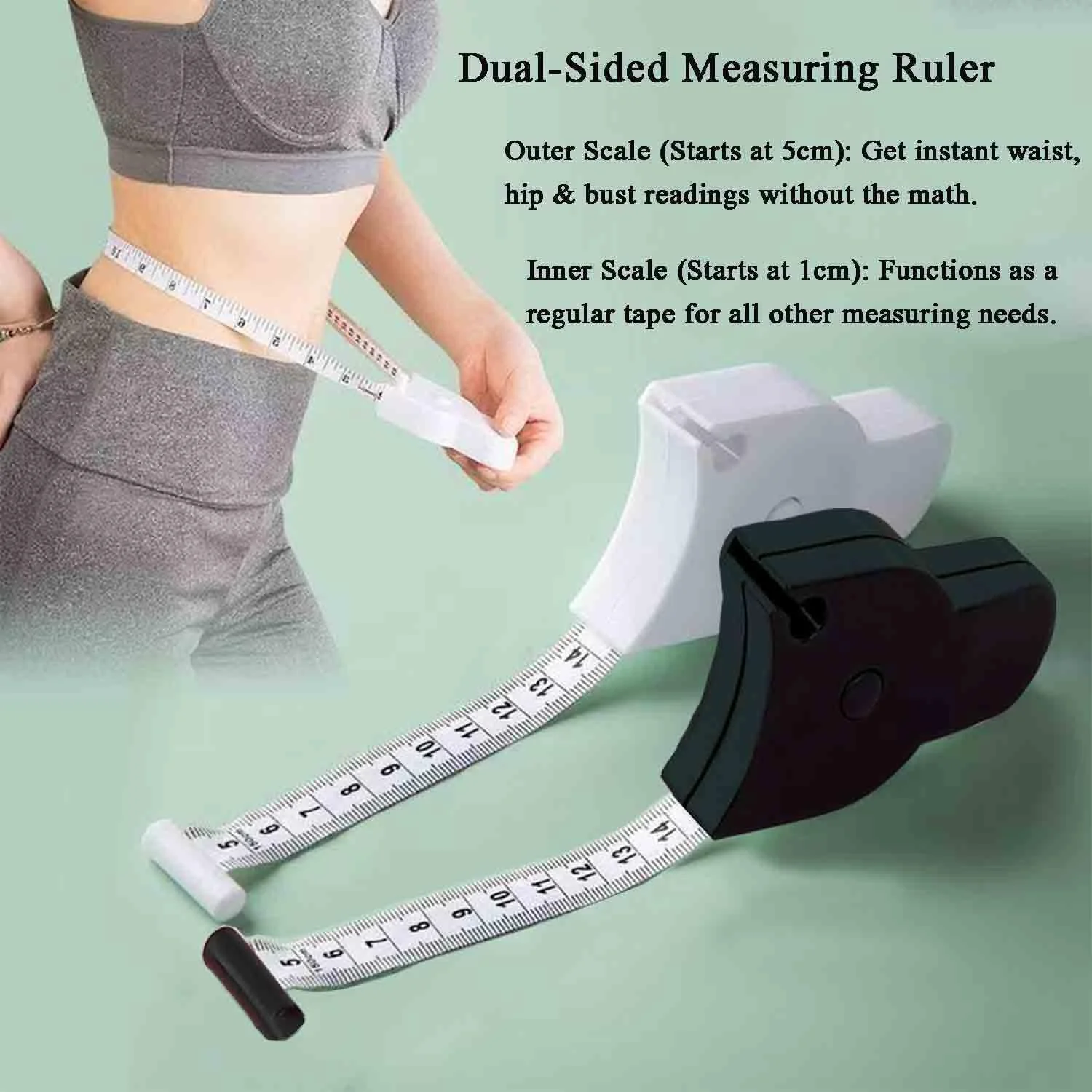 متر خیاطی بدن - متر نواری تلسکوپی اتوماتیک 150 سانتی متری - متر اندازه گیری جمع شونده برای بدن: دور کمر، باسن، سینه، بازوها و موارد دیگر (سفید و مشکی - 150 سانتی متر) متر خیاطی بدن - متر نواری تلسکوپی اتوماتیک 150 سانتی متری - متر اندازه گیری جمع شونده برای بدن: دور کمر، باسن، سینه، بازوها و موارد دیگر (سفید و مشکی - 150 سانتی متر)