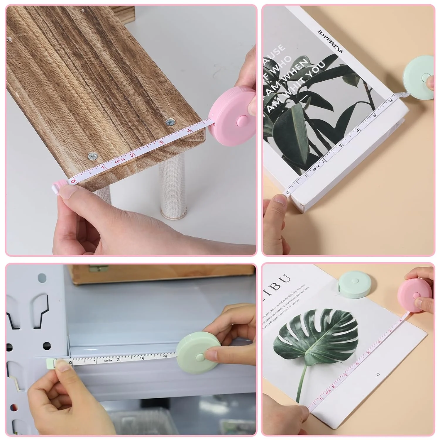 بسته 4 عددی متر خیاطی جمع شونده 150 سانتی متری/60 اینچی، متر نواری نرم برای اندازه گیری دور کمر، پارچه خیاطی، نوارهای اندازه گیری دیجیتال، مترهای جیبی کوچک سبز، صورتی بسته 4 عددی متر خیاطی جمع شونده 150 سانتی متری/60 اینچی، متر نواری نرم برای اندازه گیری دور کمر، پارچه خیاطی، نوارهای اندازه گیری دیجیتال، مترهای جیبی کوچک سبز، صورتی