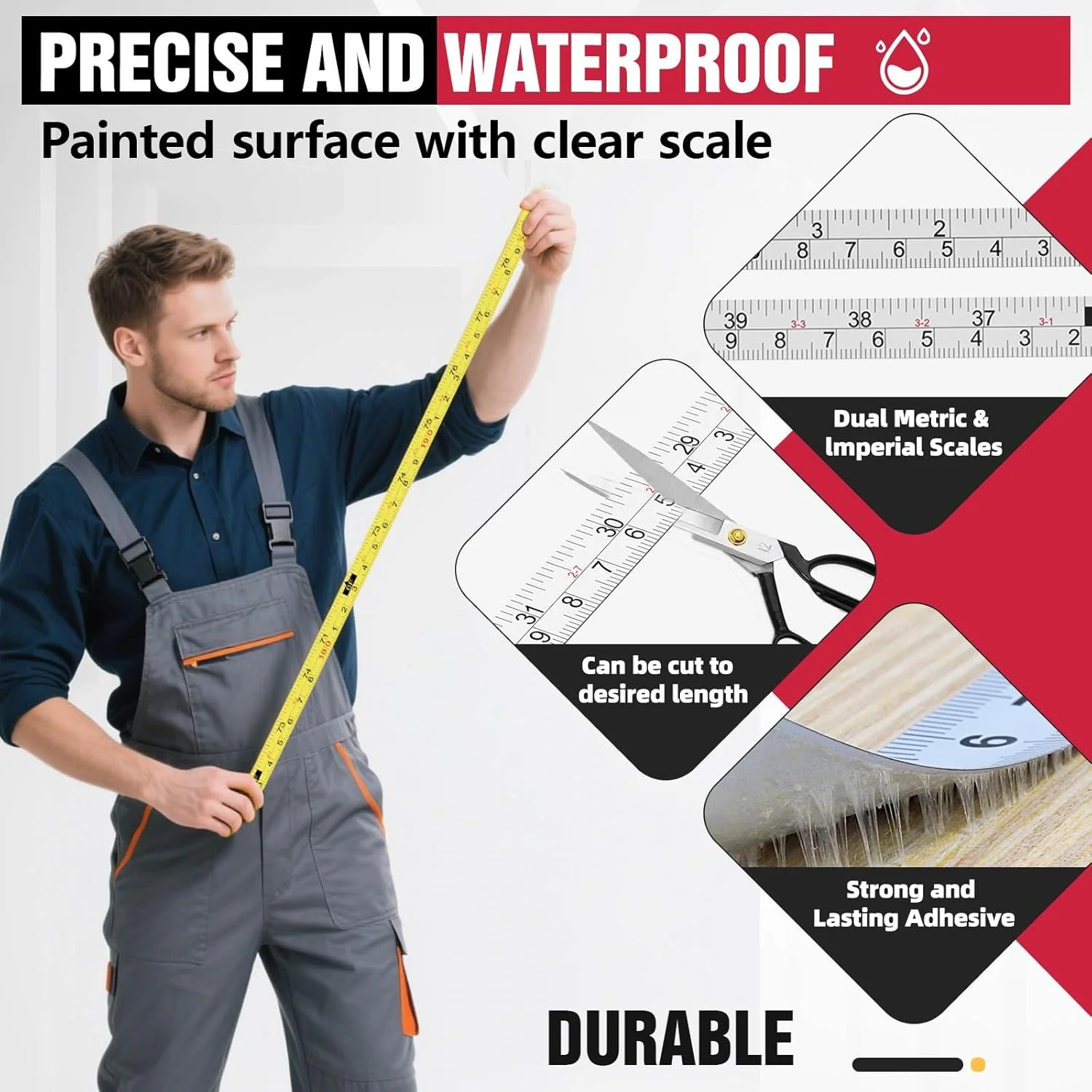 متر نواری فلزی چسبی Mdkave، متر اندازه گیری خود چسب با پشت چسب قوی، خط کش پوست کنده و چسبنده برای اره میزی، خیاطی و میز کار (78 اینچ راست به چپ، 2 بسته) متر نواری فلزی چسبی Mdkave، متر اندازه گیری خود چسب با پشت چسب قوی، خط کش پوست کنده و چسبنده برای اره میزی، خیاطی و میز کار (78 اینچ راست به چپ، 2 بسته)