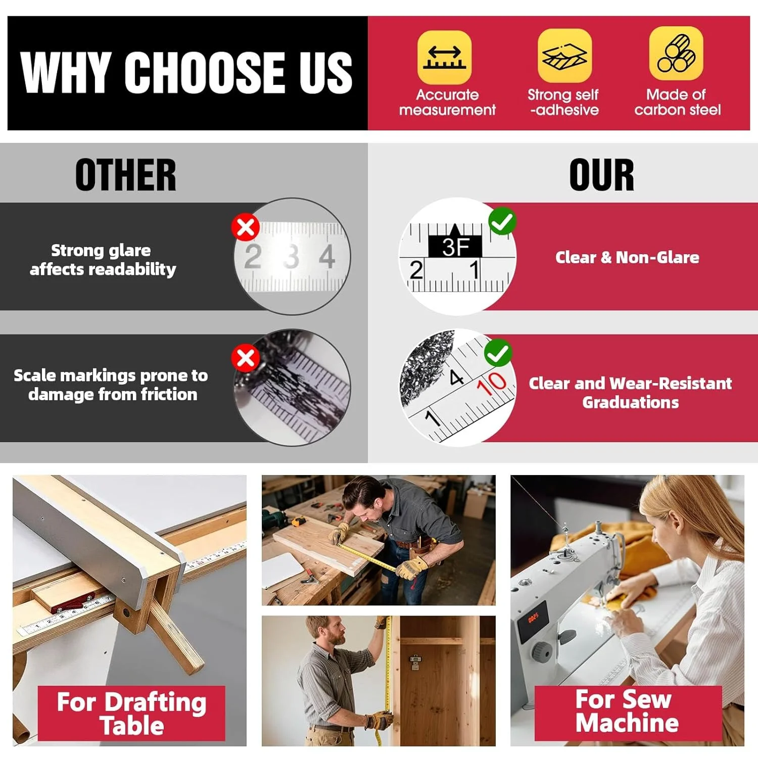 متر نواری فلزی چسبی Mdkave، متر اندازه گیری خود چسب با پشت چسب قوی، خط کش پوست کنده و چسبنده برای اره میزی، خیاطی و میز کار (78 اینچ راست به چپ، 2 بسته) متر نواری فلزی چسبی Mdkave، متر اندازه گیری خود چسب با پشت چسب قوی، خط کش پوست کنده و چسبنده برای اره میزی، خیاطی و میز کار (78 اینچ راست به چپ، 2 بسته)