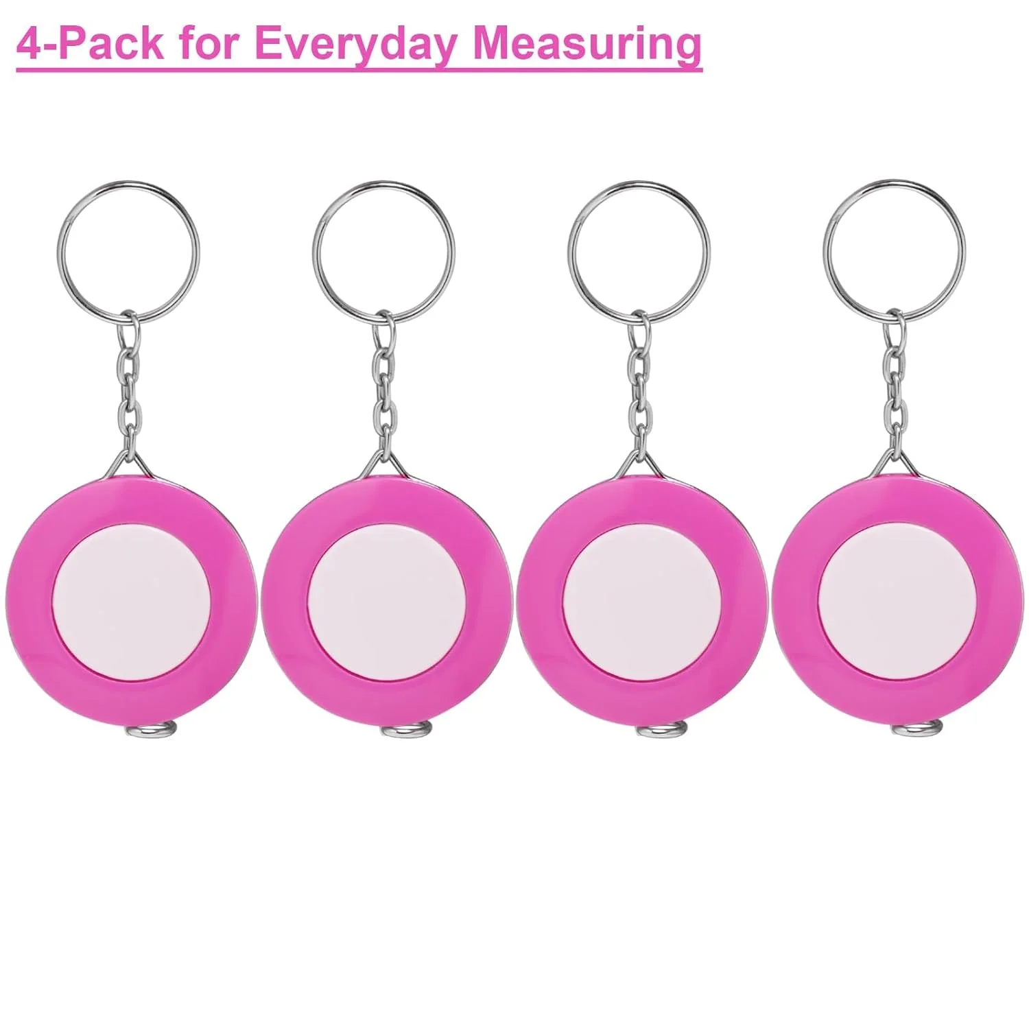 بسته 4 عددی متر نواری جمع شونده برای تناسب اندام، متر پارچه ای انعطاف پذیر 150 سانتی متری با جاکلیدی، متر خیاطی قابل حمل برای دور کمر، بدن، صورتی بسته 4 عددی متر نواری جمع شونده برای تناسب اندام، متر پارچه ای انعطاف پذیر 150 سانتی متری با جاکلیدی، متر خیاطی قابل حمل برای دور کمر، بدن، صورتی