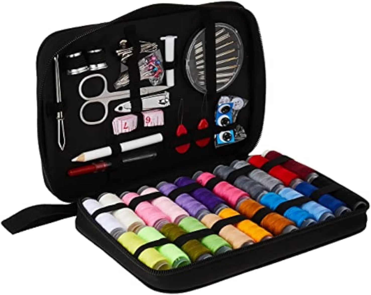 جعبه خیاطی با لوازم کامل، مناسب برای منزل، مسافرت و مواقع اضطراری، شامل قرقره نخ، سوزن خیاطی، قیچی، انگشتانه و متر جعبه خیاطی با لوازم کامل، مناسب برای منزل، مسافرت و مواقع اضطراری، شامل قرقره نخ، سوزن خیاطی، قیچی، انگشتانه و متر