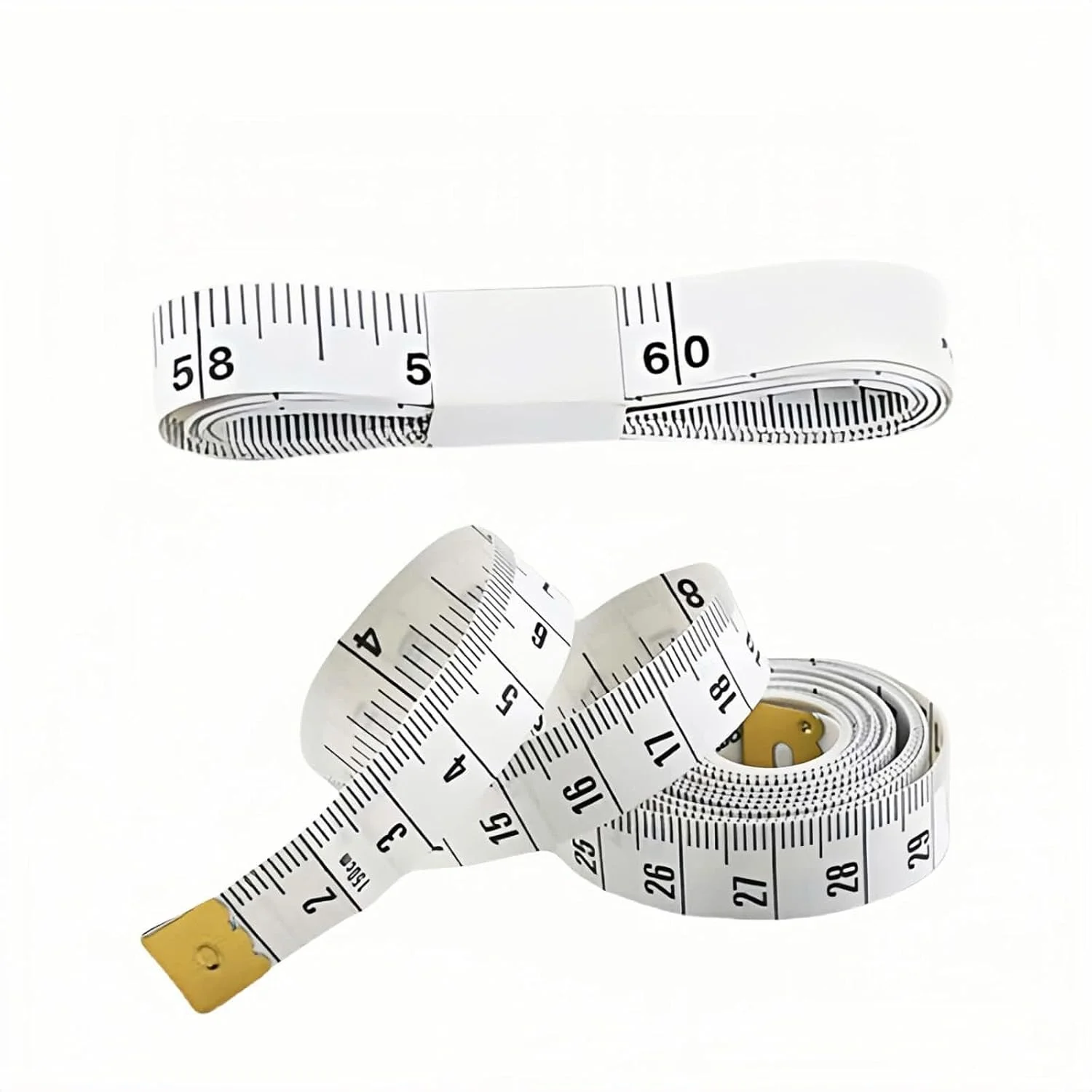متر خیاطی نرم RyanDesign، 150 سانتی متر/60 اینچ دو طرفه، متر نواری انعطاف پذیر وینیل برای خیاطی و اندازه گیری بدن، بسته 2 عددی سفید