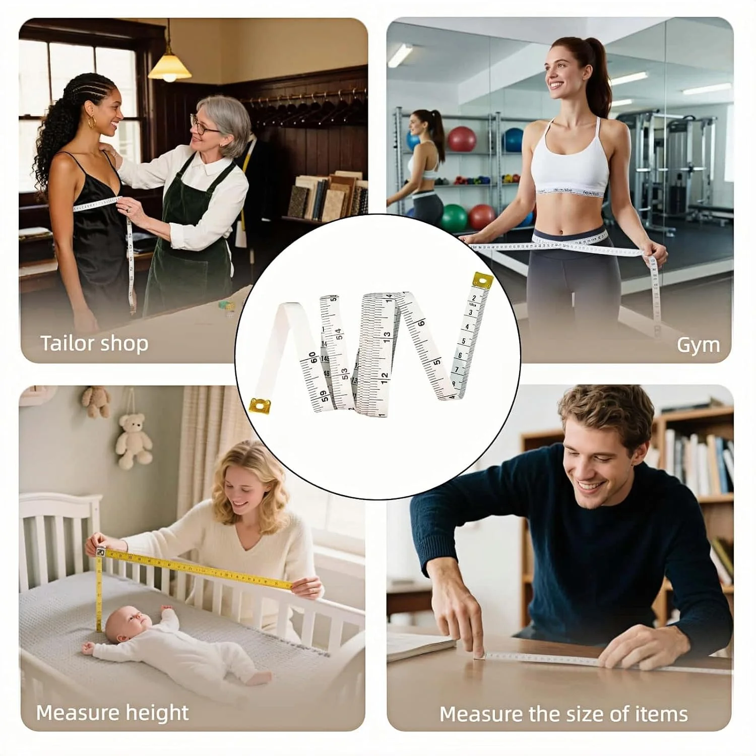 متر خیاطی نرم RyanDesign، 150 سانتی متر/60 اینچ دو طرفه، متر نواری انعطاف پذیر وینیل برای خیاطی و اندازه گیری بدن، بسته 2 عددی سفید متر خیاطی نرم RyanDesign، 150 سانتی متر/60 اینچ دو طرفه، متر نواری انعطاف پذیر وینیل برای خیاطی و اندازه گیری بدن، بسته 2 عددی سفید