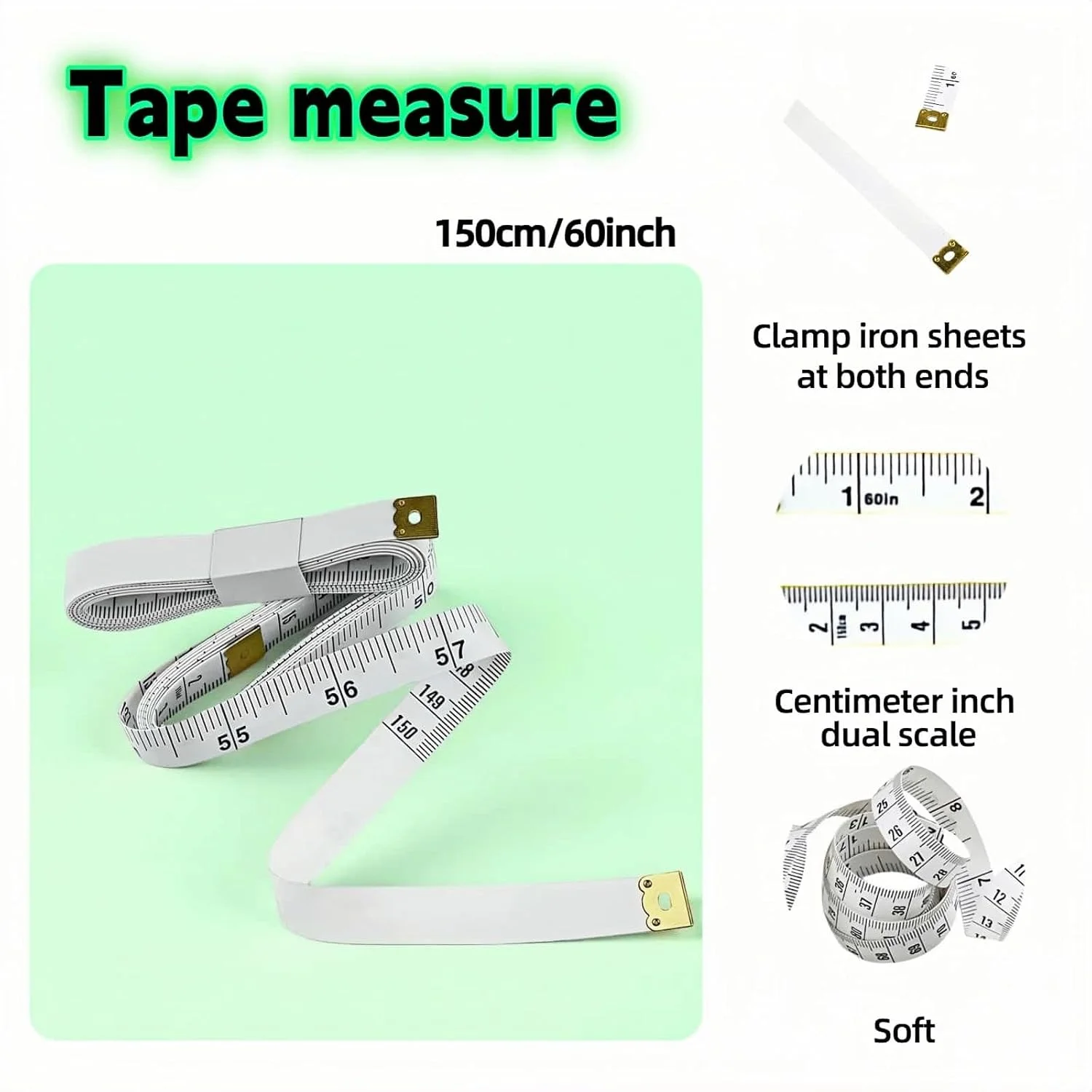 متر خیاطی نرم RyanDesign، 150 سانتی متر/60 اینچ دو طرفه، متر نواری انعطاف پذیر وینیل برای خیاطی و اندازه گیری بدن، بسته 2 عددی سفید متر خیاطی نرم RyanDesign، 150 سانتی متر/60 اینچ دو طرفه، متر نواری انعطاف پذیر وینیل برای خیاطی و اندازه گیری بدن، بسته 2 عددی سفید