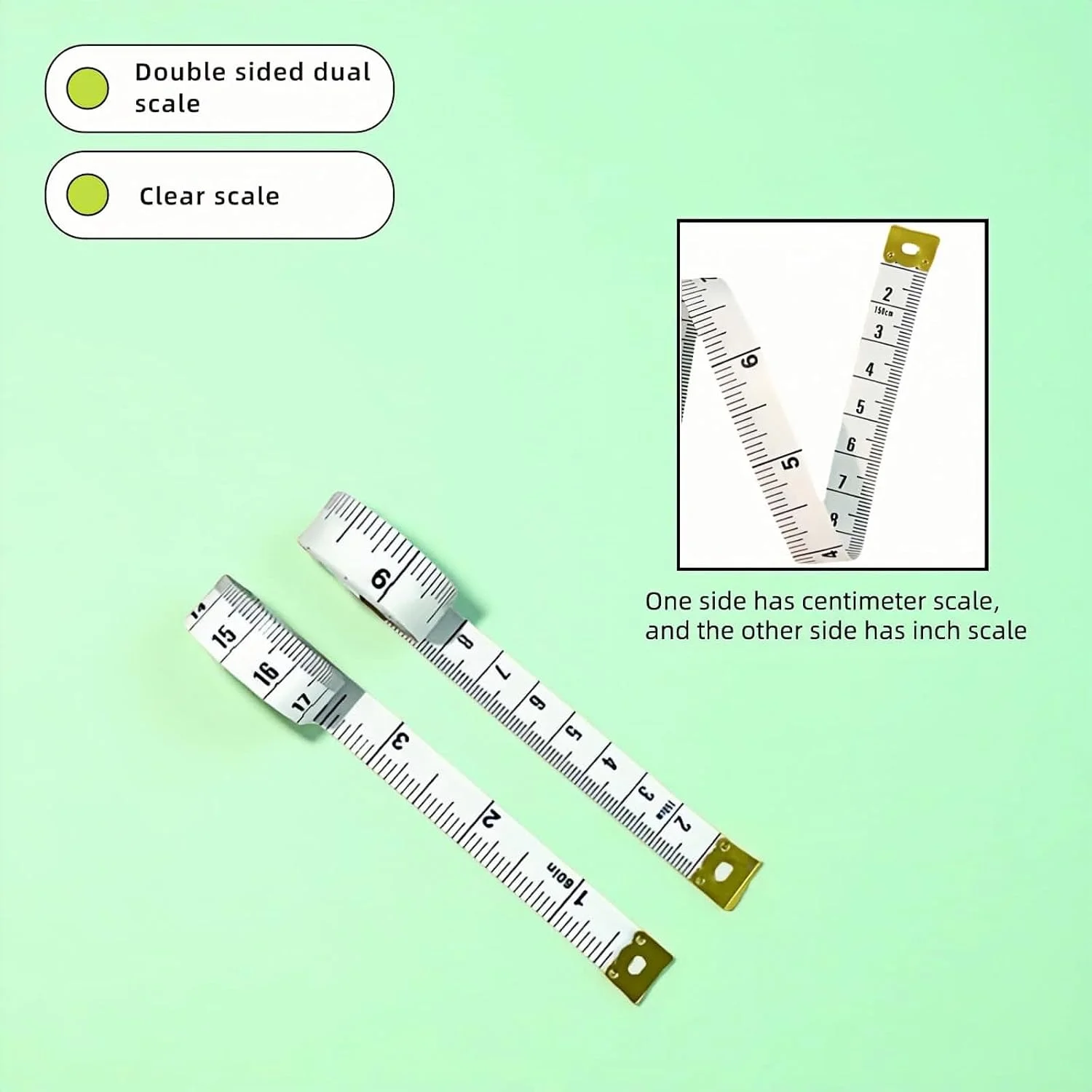 متر خیاطی نرم RyanDesign، 150 سانتی متر/60 اینچ دو طرفه، متر نواری انعطاف پذیر وینیل برای خیاطی و اندازه گیری بدن، بسته 2 عددی سفید متر خیاطی نرم RyanDesign، 150 سانتی متر/60 اینچ دو طرفه، متر نواری انعطاف پذیر وینیل برای خیاطی و اندازه گیری بدن، بسته 2 عددی سفید